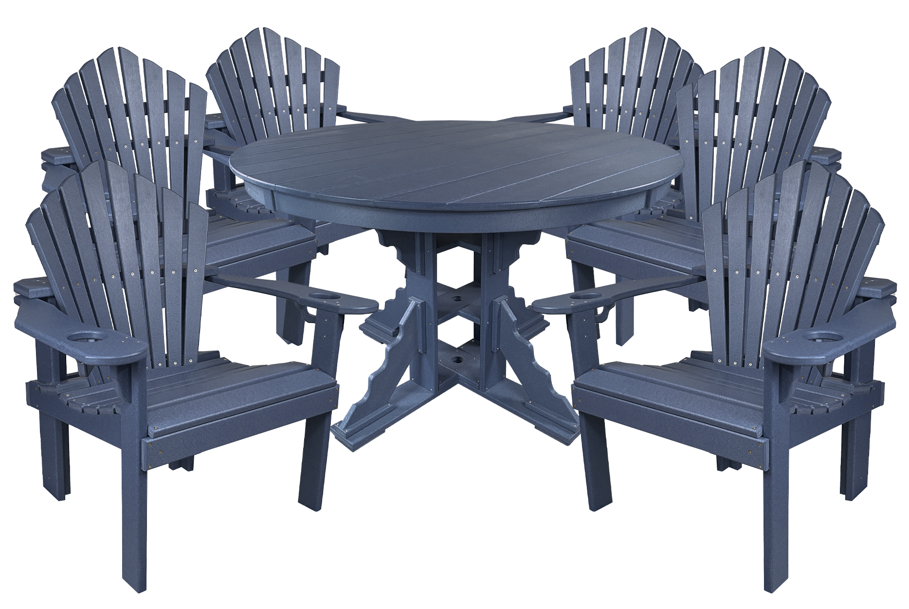 7-Piece 60”rd. Bridgewater Dining Set With Built In Cupholders