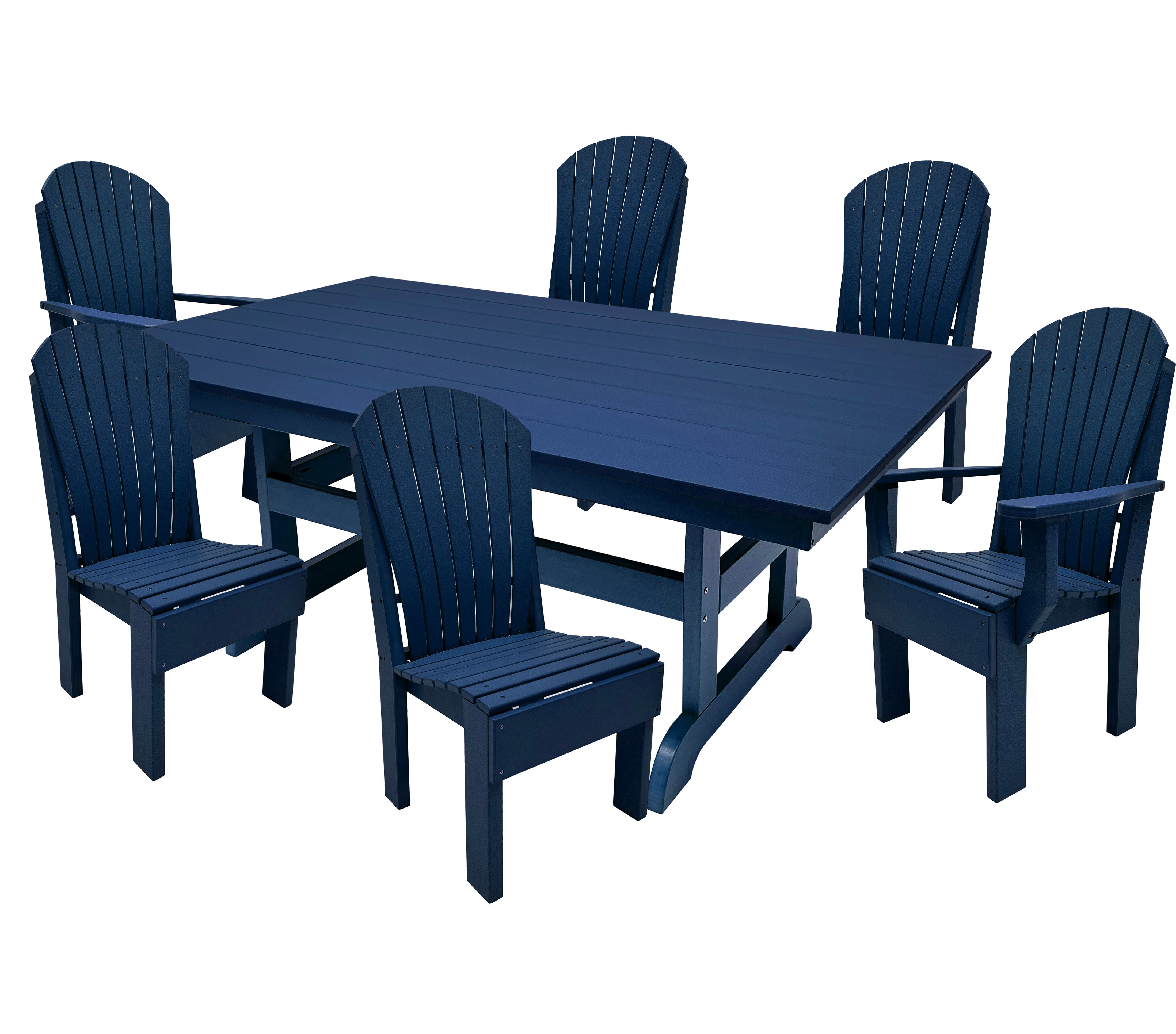 7-Piece Farmhouse Adirondack Dining Table Set With 2 Arm Chairs And 4 Side Chairs