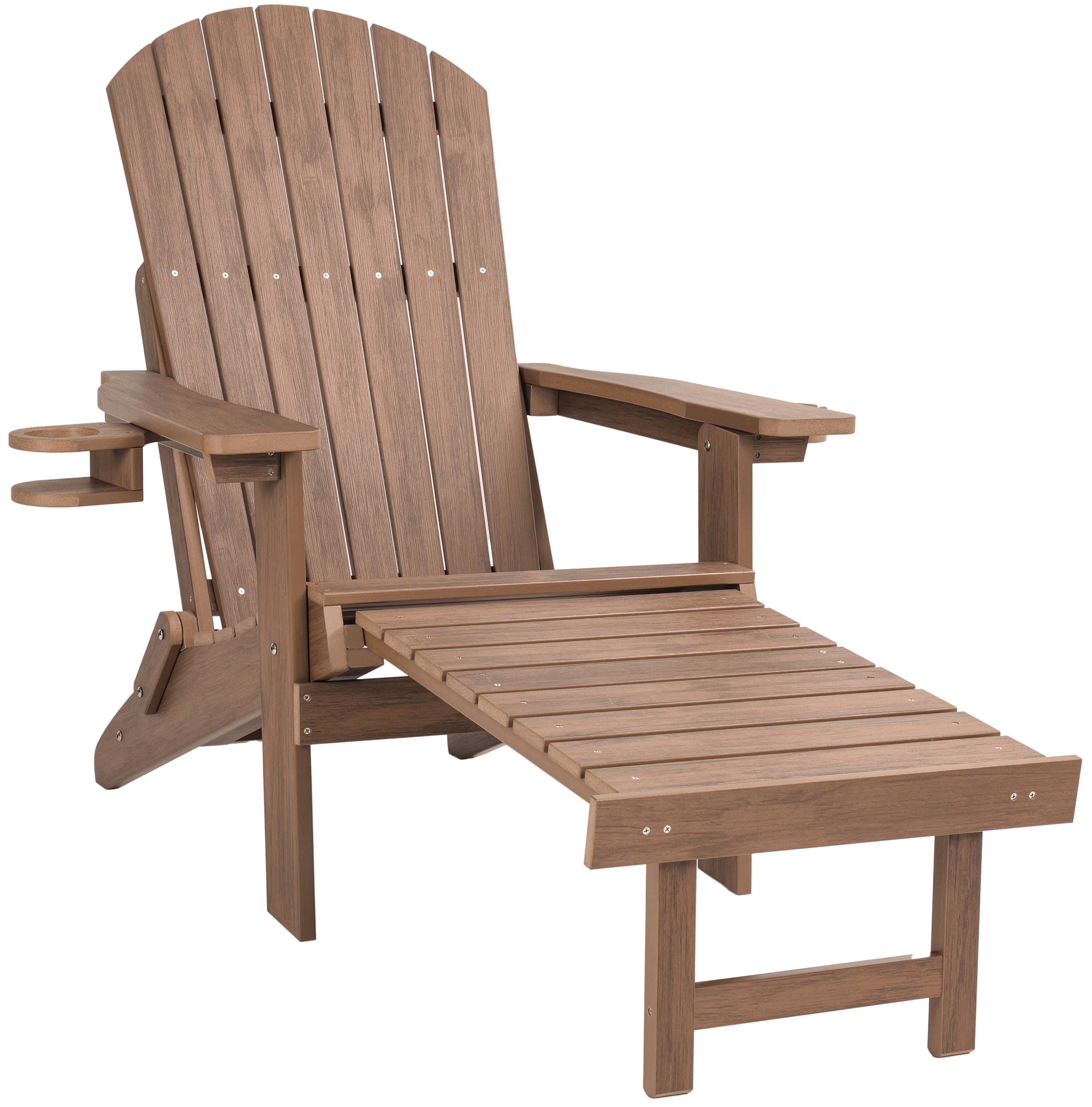Folding Adirondack Chair with Built in Footrest & Cup/Wine Holders King Size