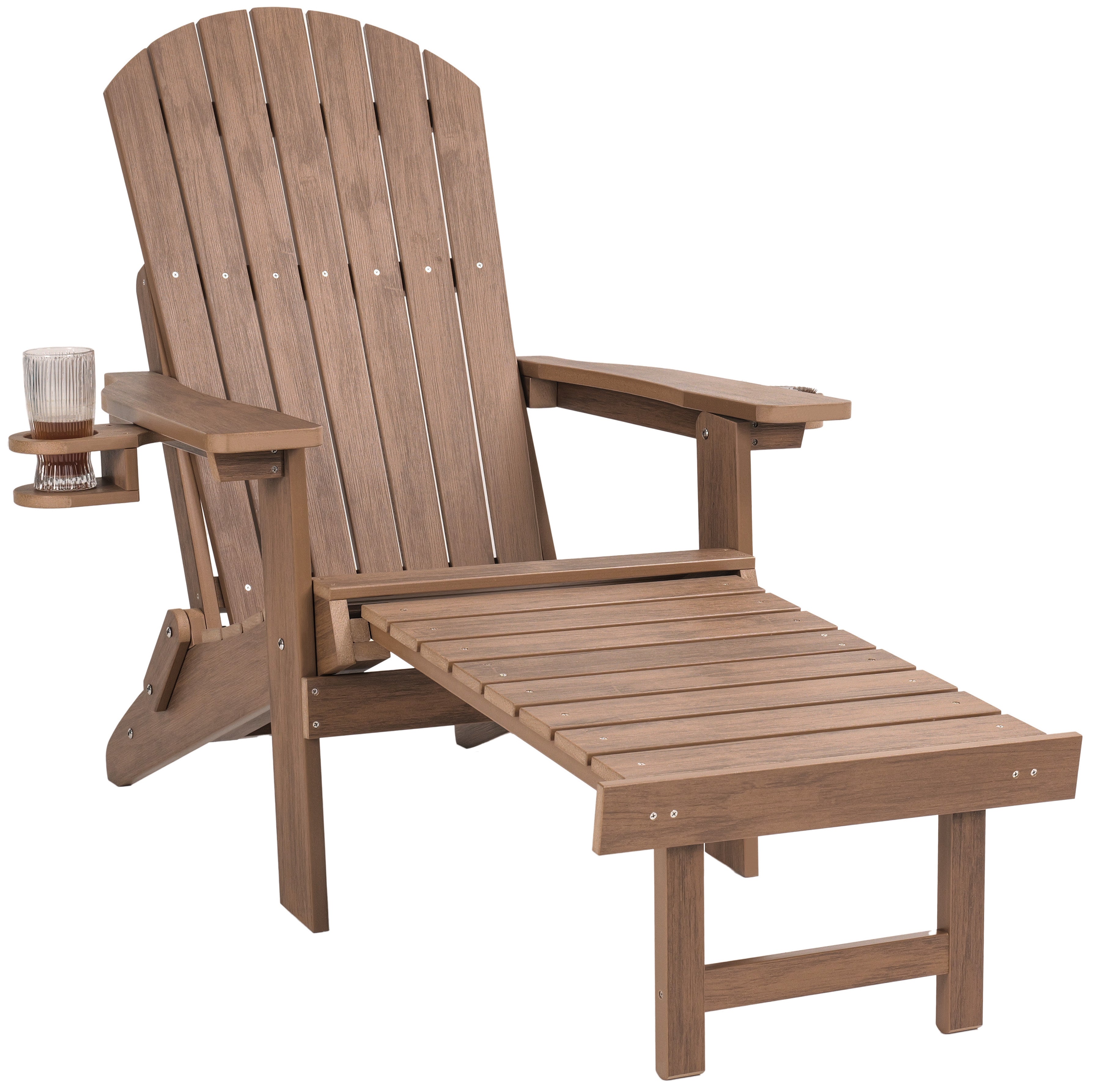 Folding Adirondack Chair with Built in Footrest & Cup/Wine Holders King Size