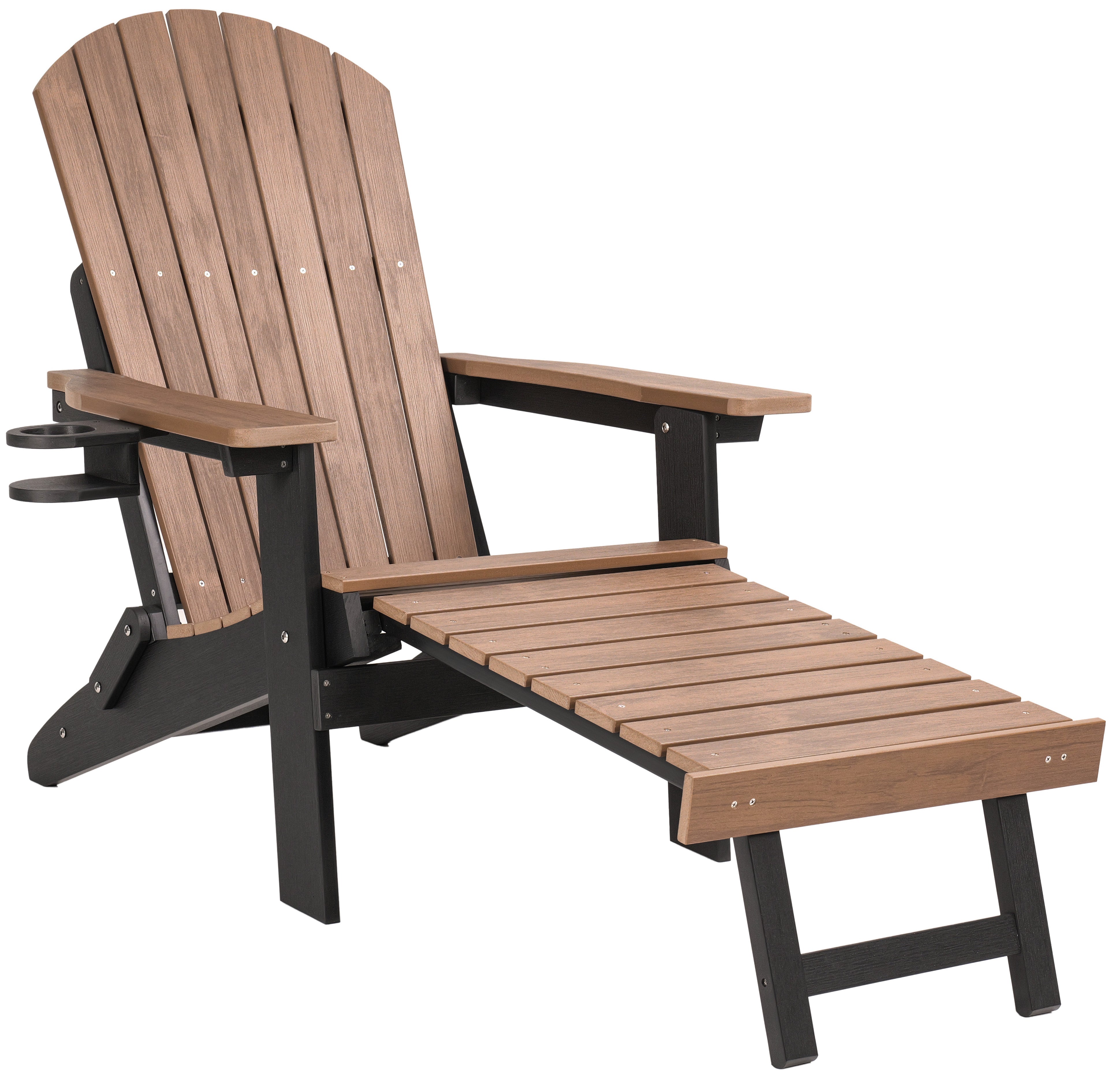Folding Adirondack Chair with Built in Footrest & Cup/Wine Holders King Size