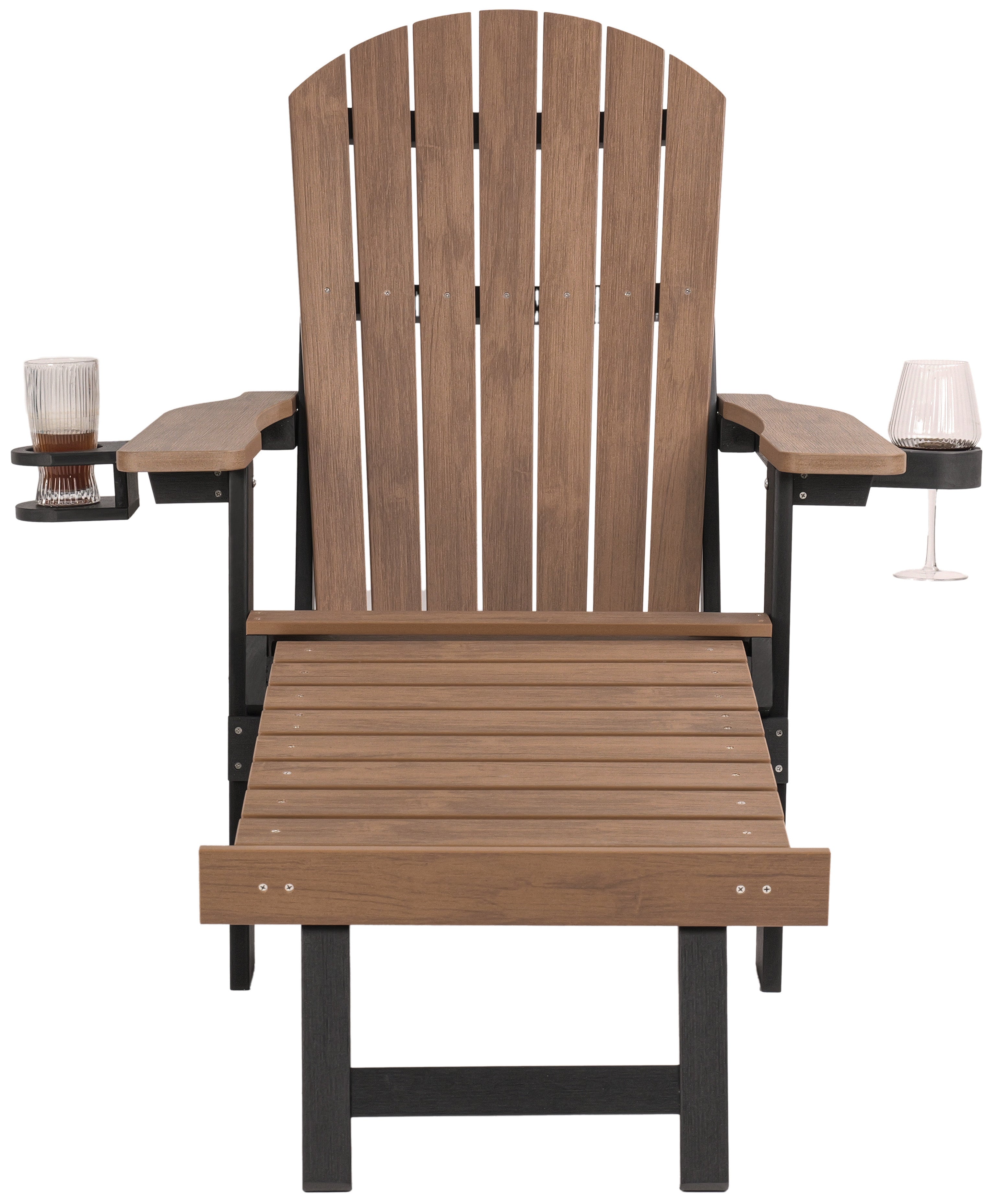 Folding Adirondack Chair with Built in Footrest & Cup/Wine Holders King Size
