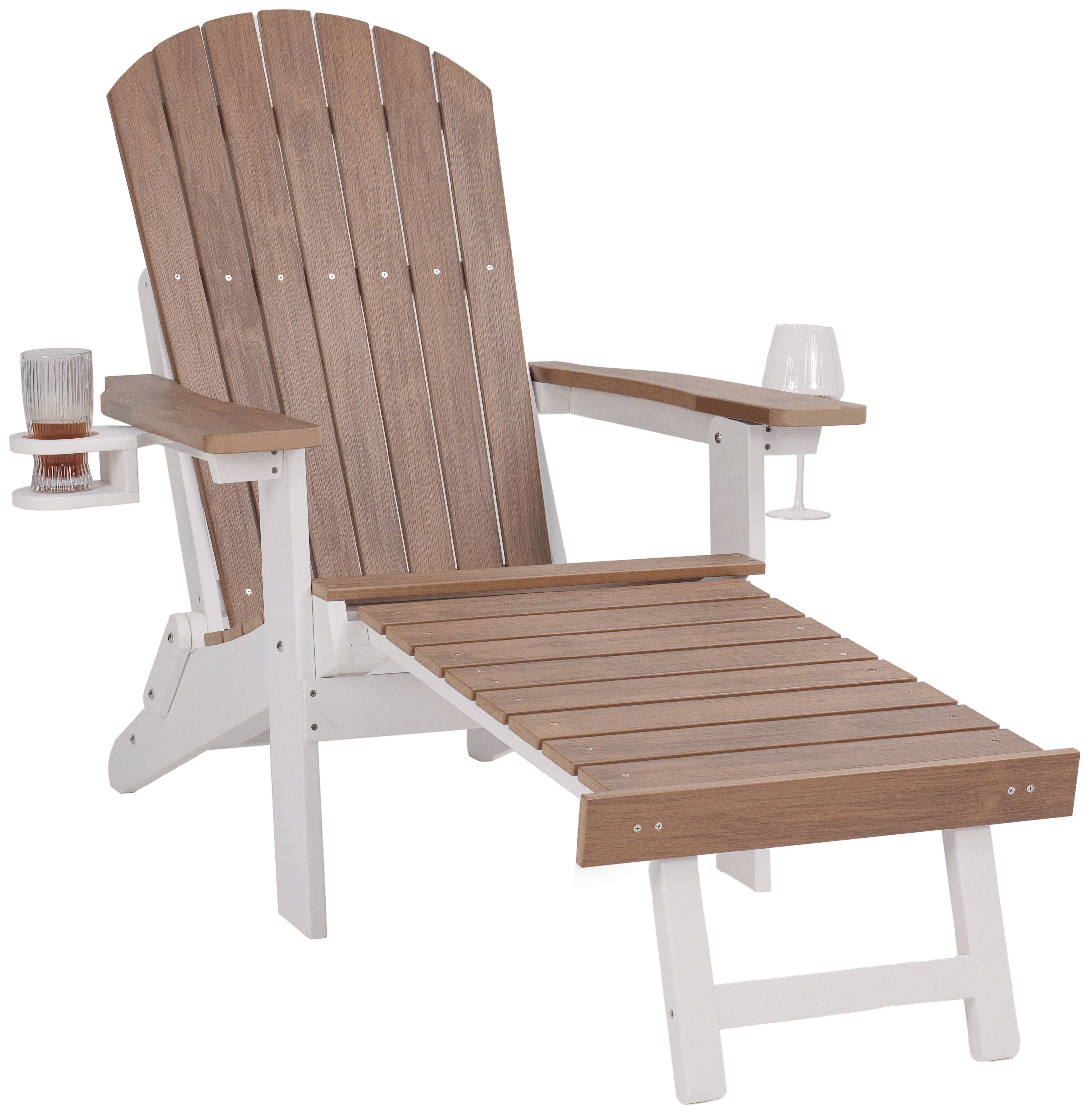 Folding Adirondack Chair with Built in Footrest & Cup/Wine Holders King Size