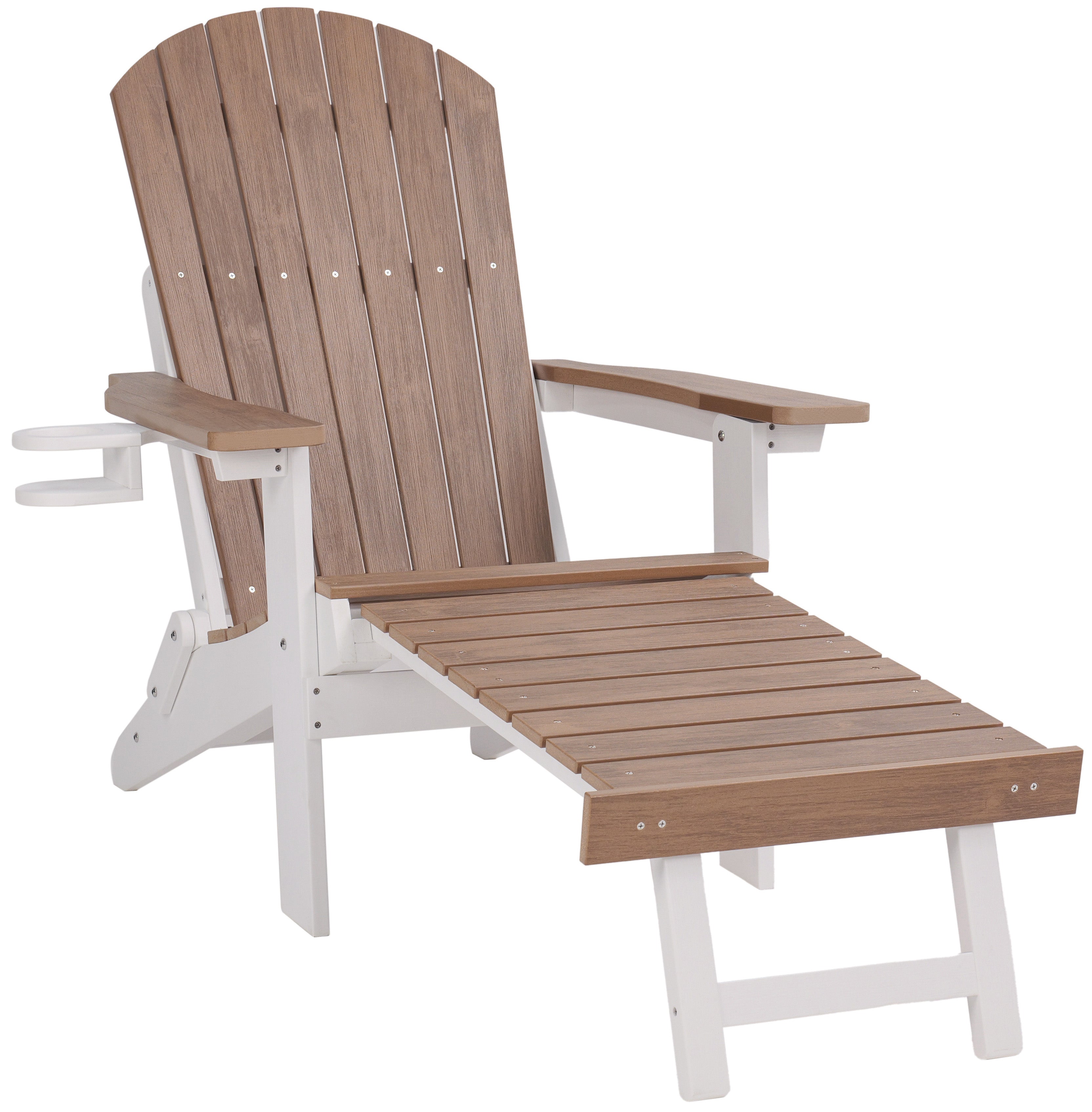 Folding Adirondack Chair with Built in Footrest & Cup/Wine Holders King Size