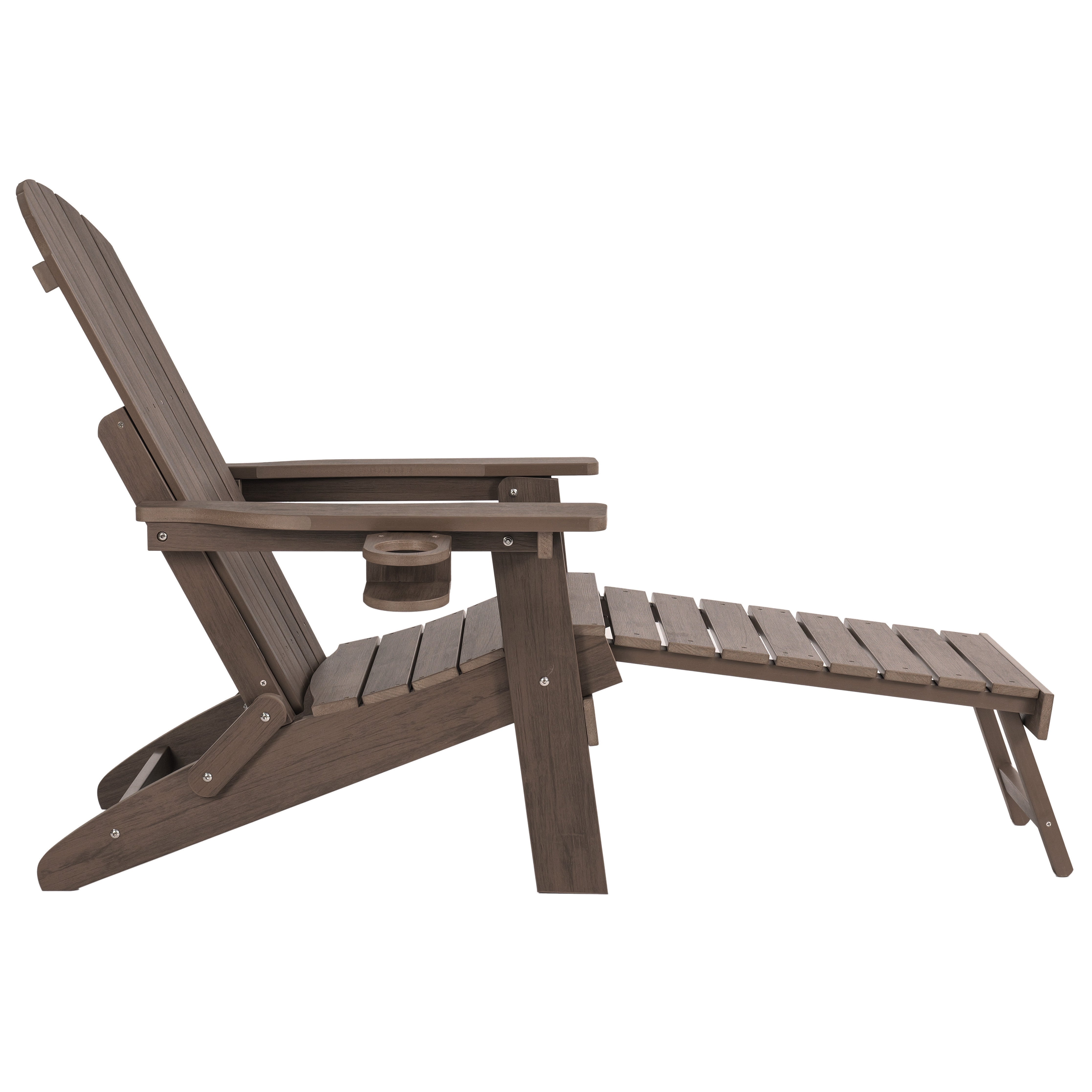 Folding Adirondack Chair with Built in Footrest & Cup/Wine Holders King Size