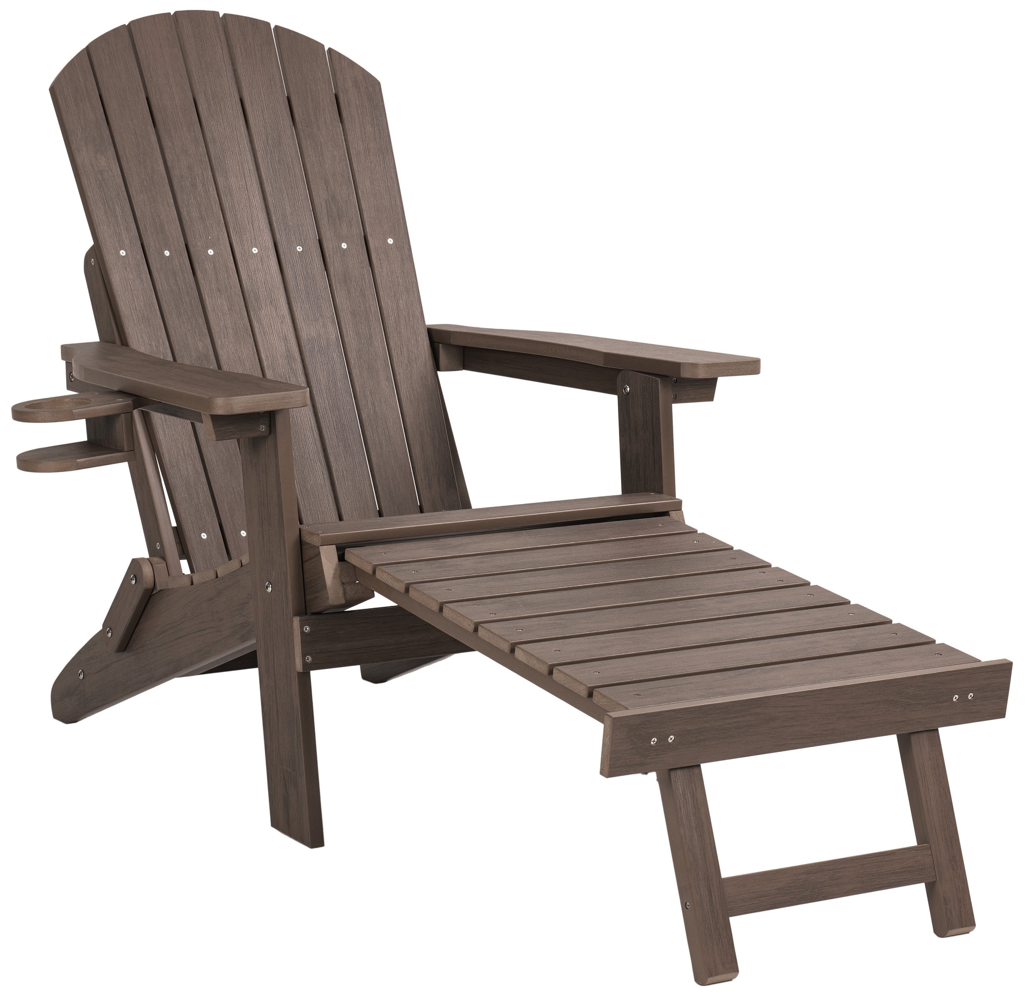 Folding Adirondack Chair with Built in Footrest & Cup/Wine Holders King Size