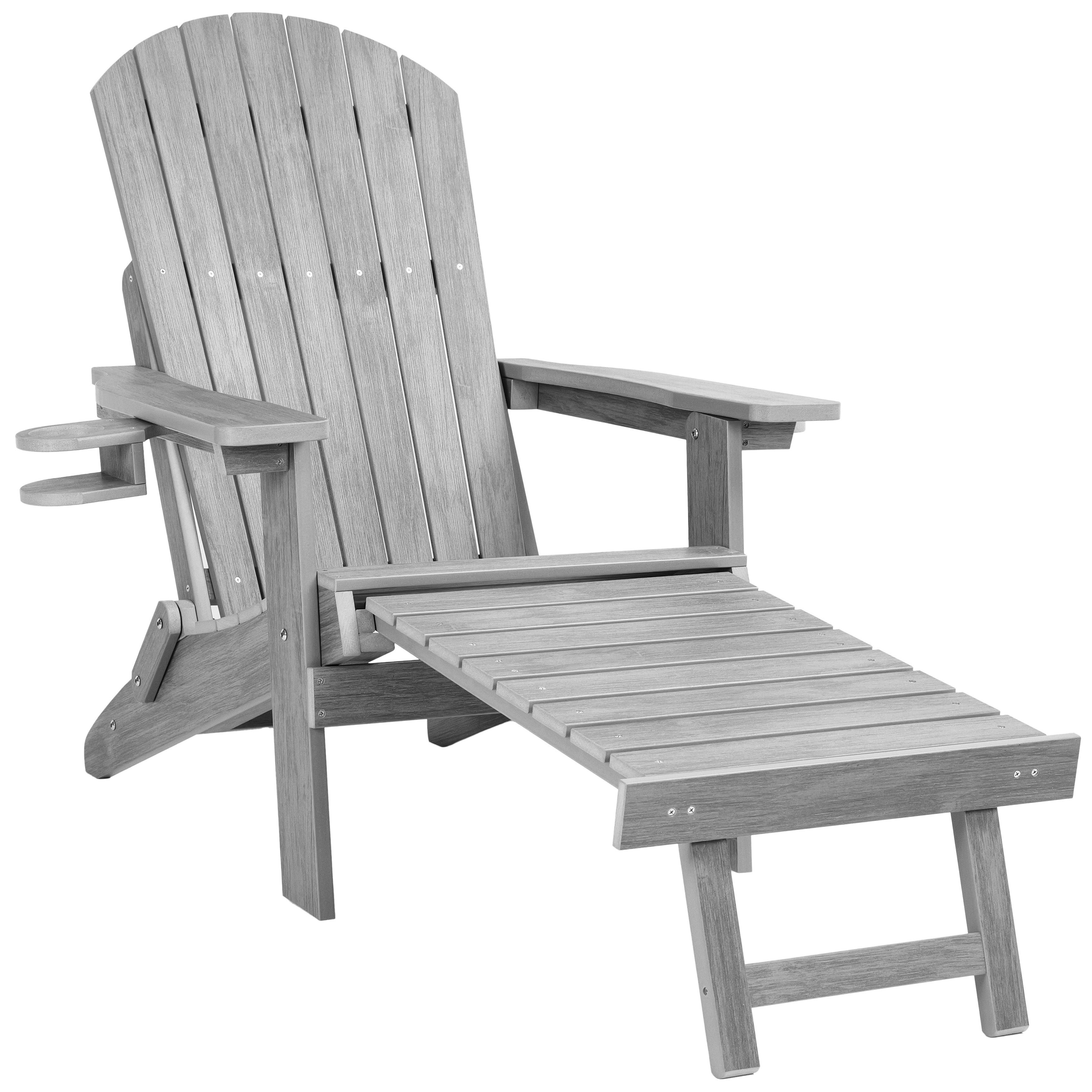 Folding Adirondack Chair with Built in Footrest & Cup/Wine Holders King Size
