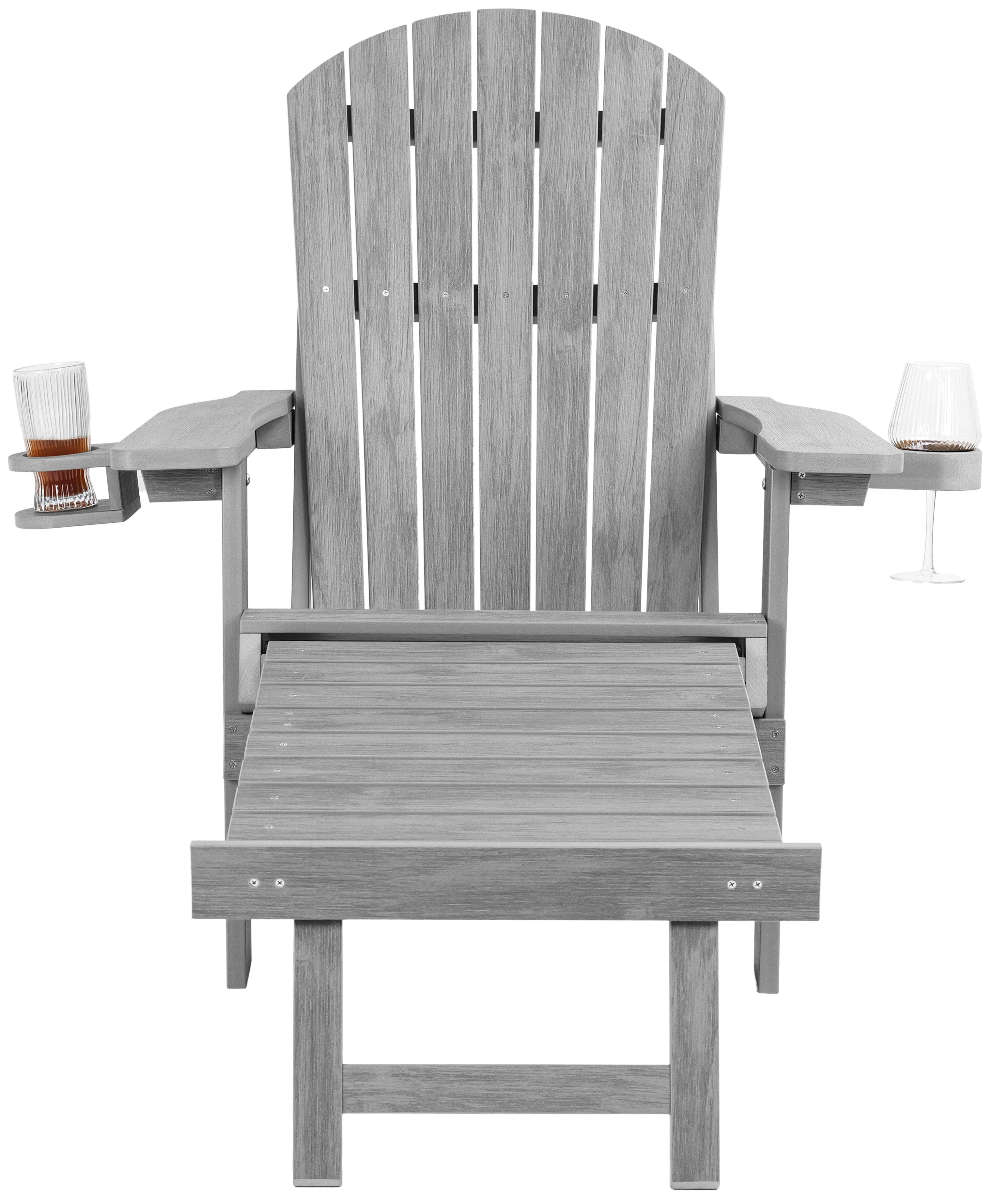 Folding Adirondack Chair with Built in Footrest & Cup/Wine Holders King Size