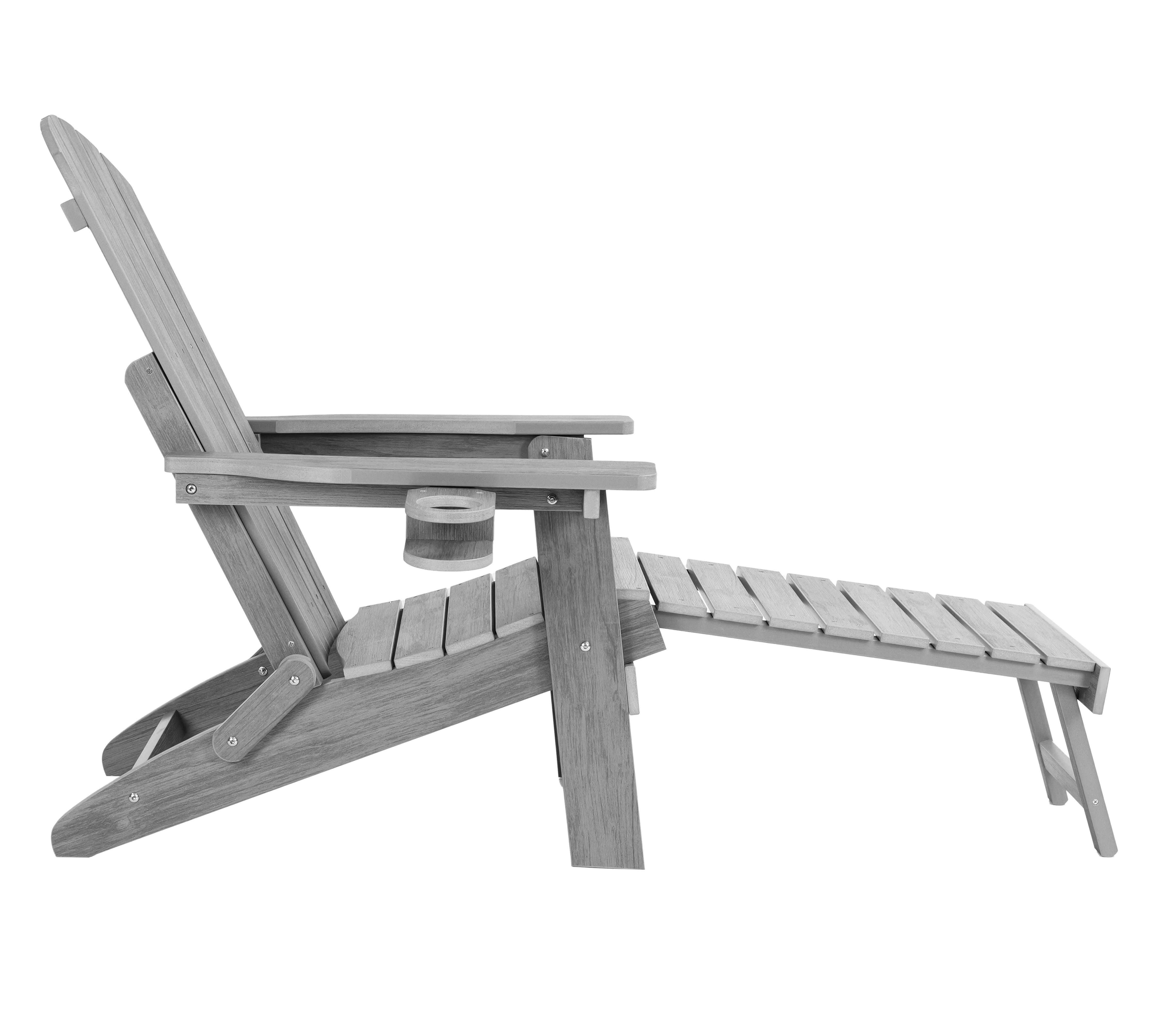 Folding Adirondack Chair with Built in Footrest & Cup/Wine Holders King Size