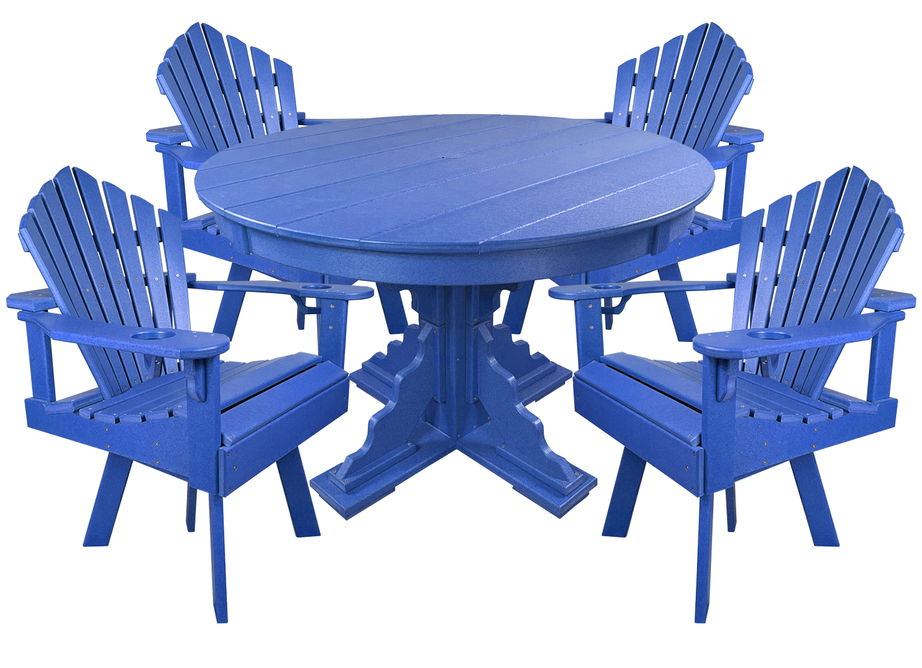 5-Piece 44”rd. Bridgewater Swivel Dining Set With Built In Cupholders