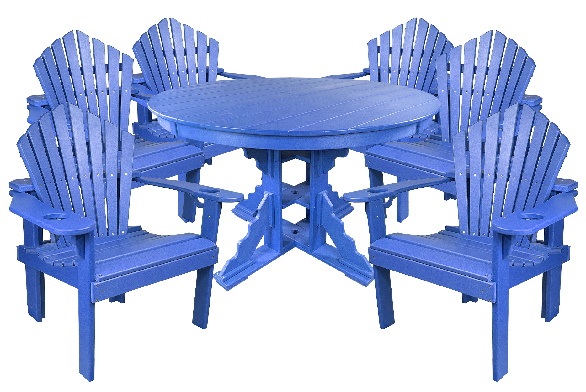 7-Piece 60”rd. Bridgewater Dining Set With Built In Cupholders