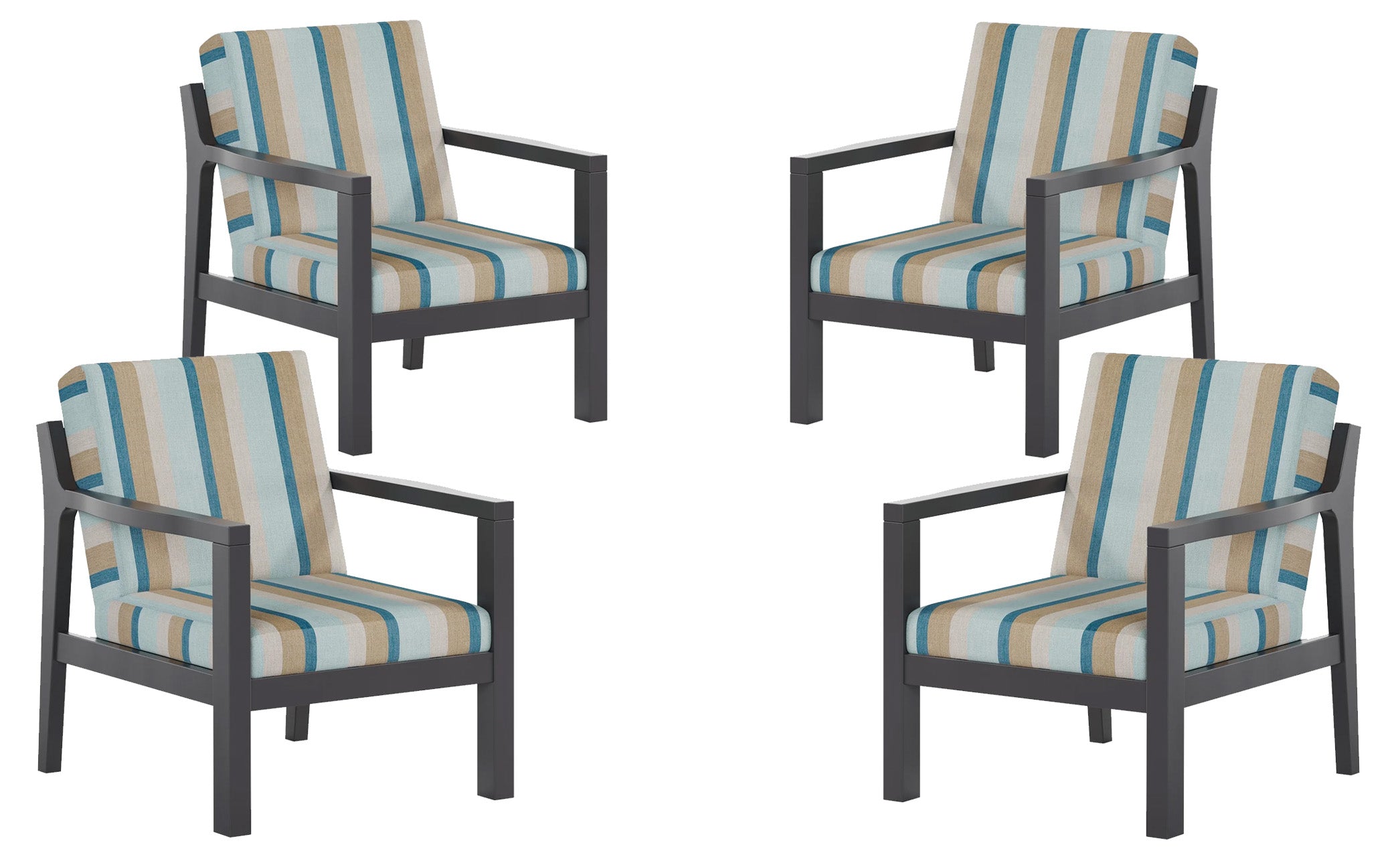 Set of 4 Mayfair Outdoor Lounge Chairs Sunbrella® Fabric