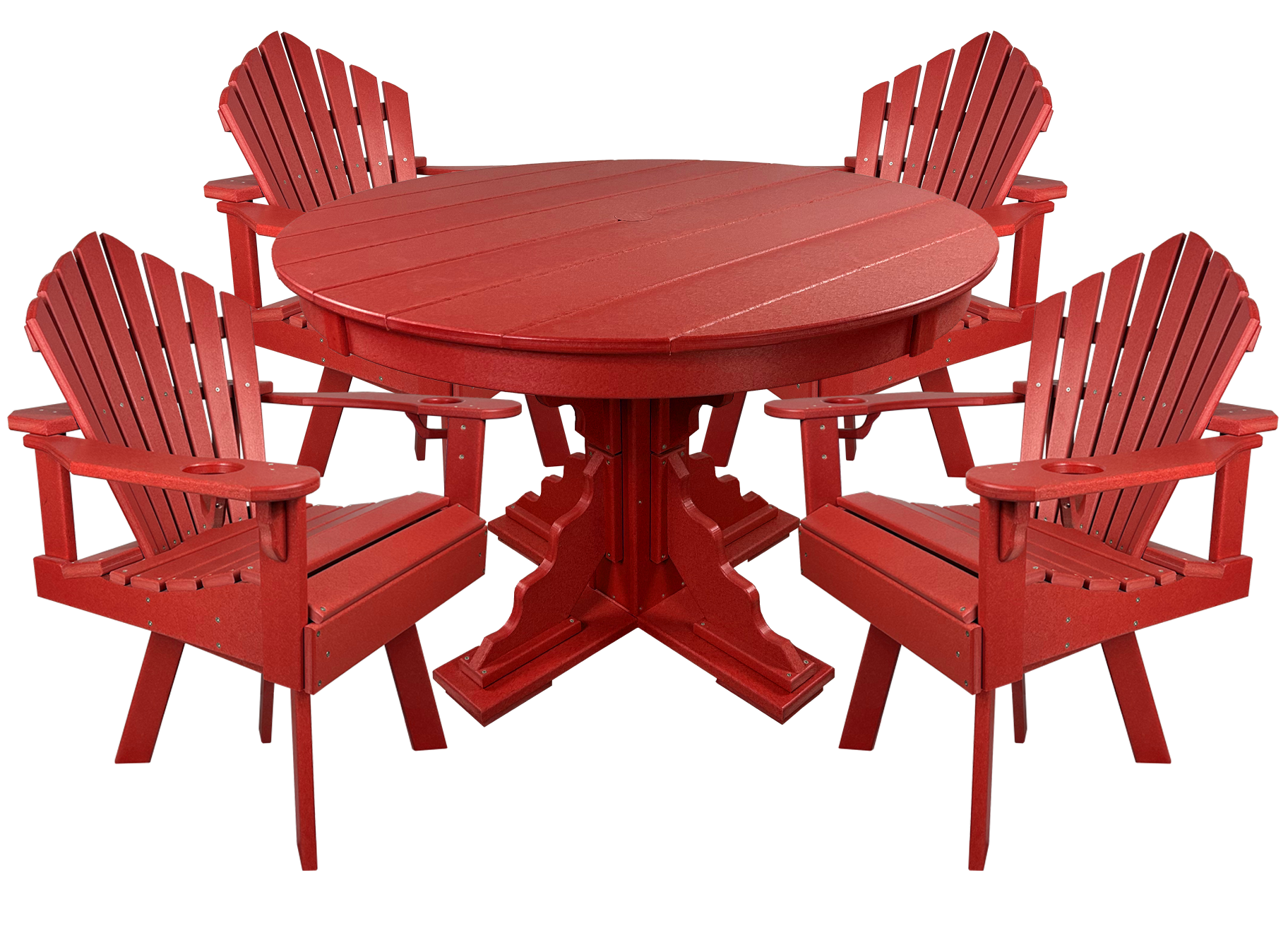5-Piece 44”rd. Bridgewater Swivel Dining Set With Built In Cupholders