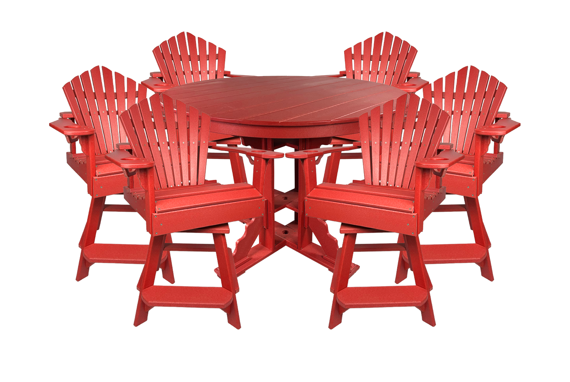 7-Piece 60”rd. Bridgewater Counter Swivels With Built In Cupholders Set