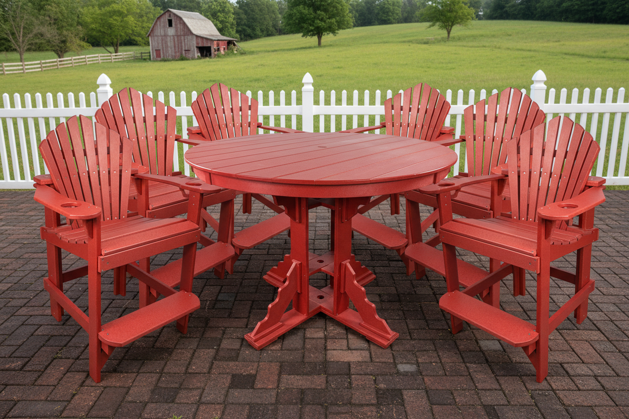 7-Piece 60”rd. Bridgewater Counter Set With Built In Cupholders