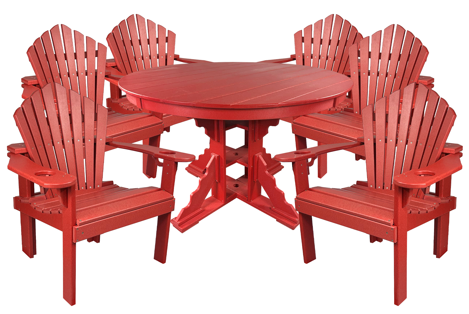 7-Piece 60”rd. Bridgewater Dining Set With Built In Cupholders