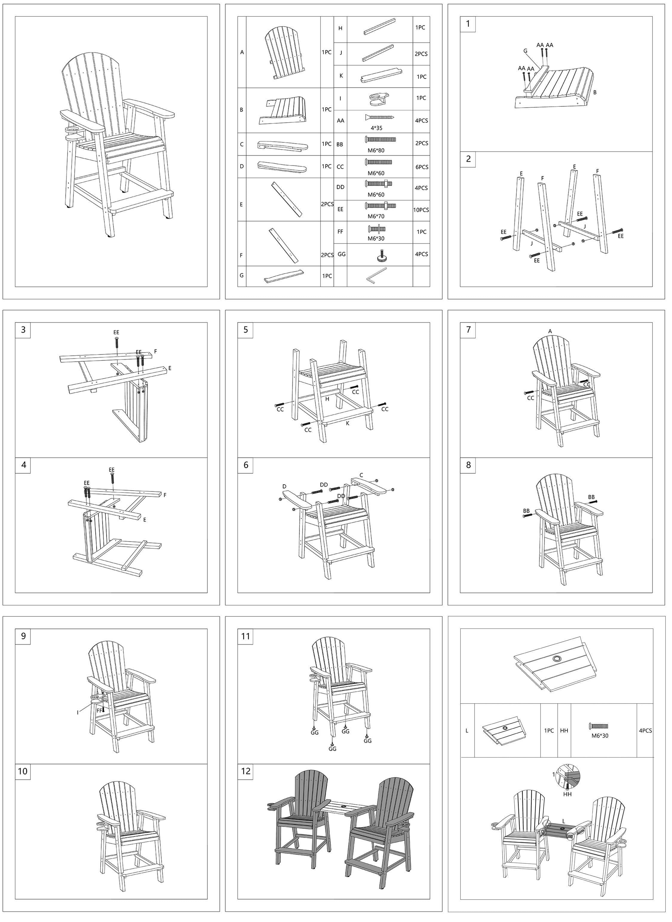 Counter Height Bistro Tete-a-tete With Cupholders