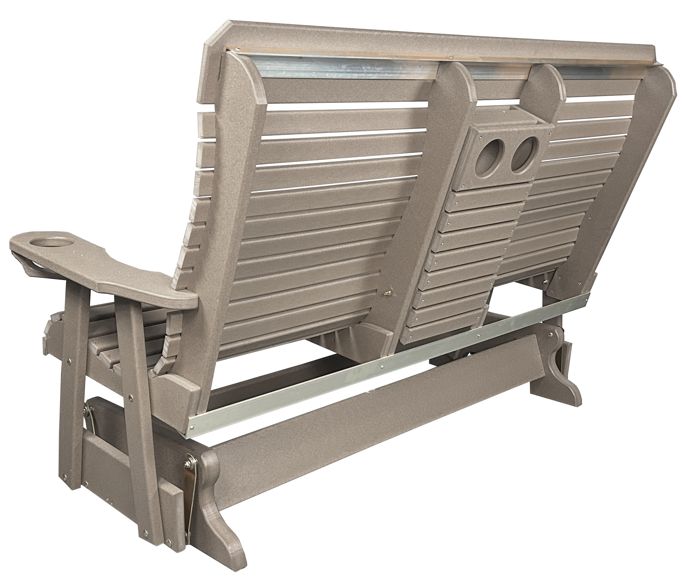 5’ft Rolled Back Loveseat Glider With Fold Down Console