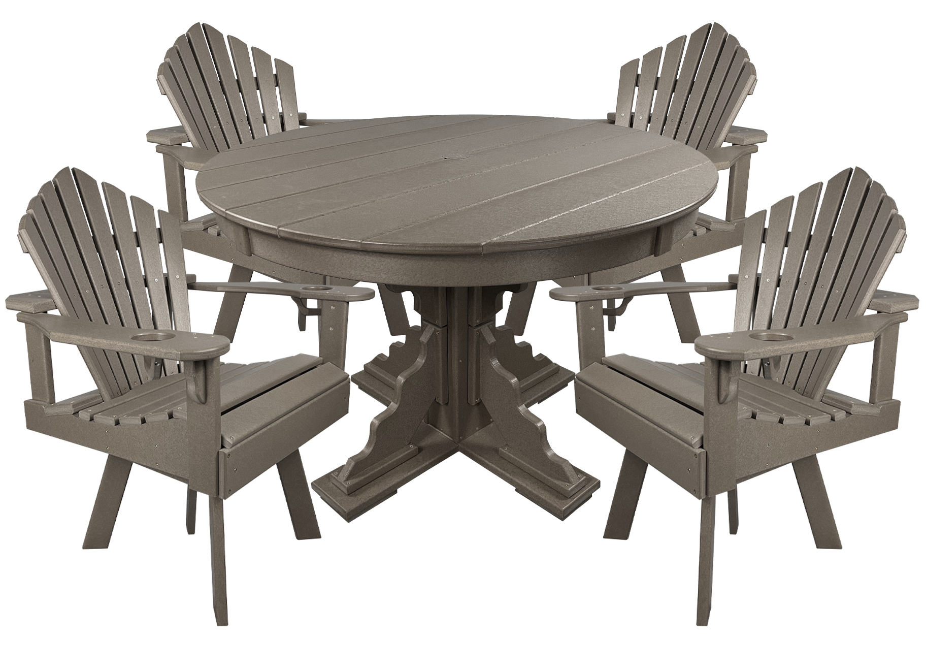 5-Piece 44”rd. Bridgewater Swivel Dining Set With Built In Cupholders