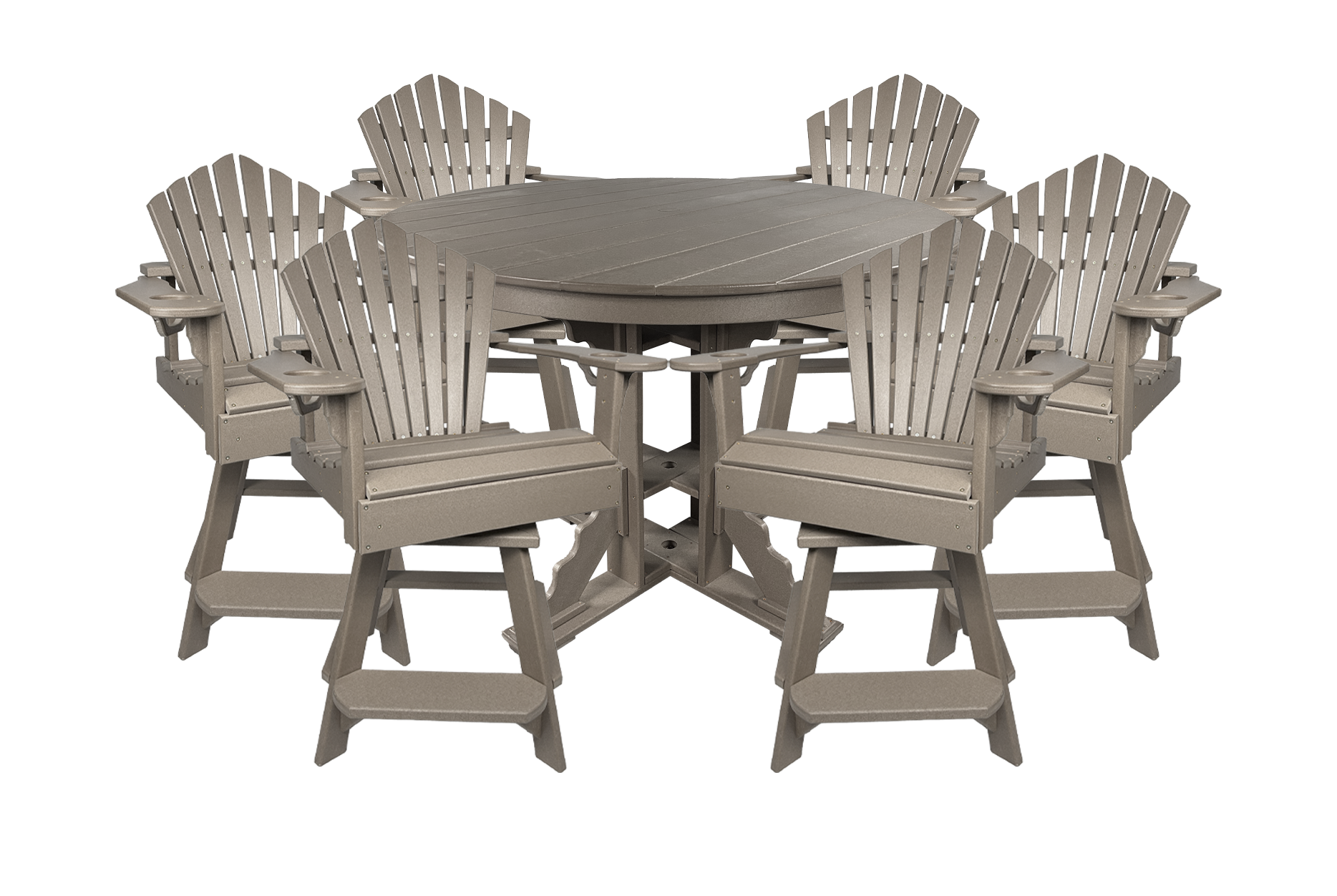 7-Piece 60”rd. Bridgewater Counter Swivels With Built In Cupholders Set