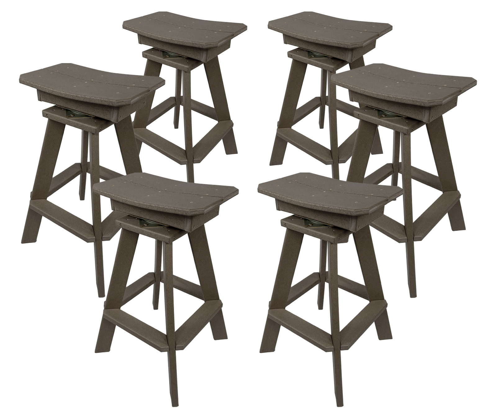 Set of 6 - Swivel Saddle Bar Stools
