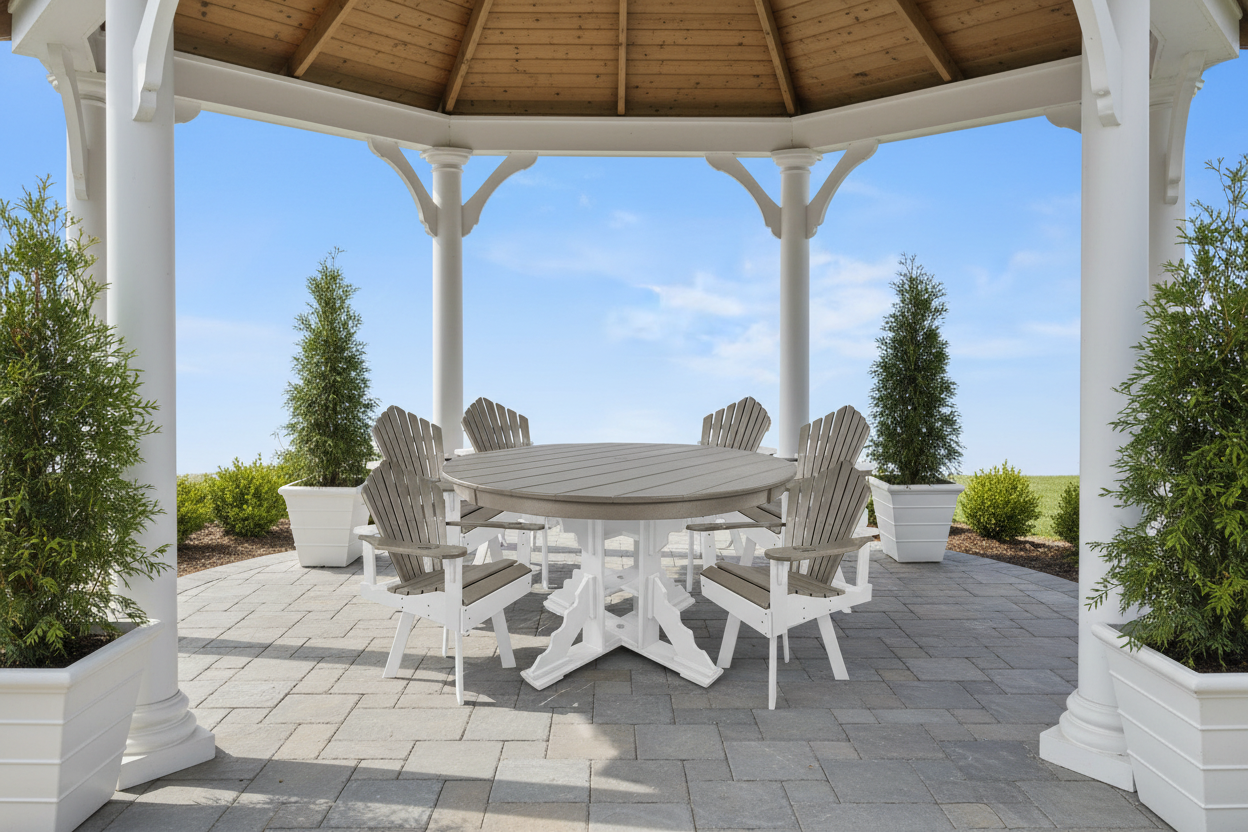 7-Piece 60”rd. Bridgewater Swivel Dining Set With Built In Cupholders