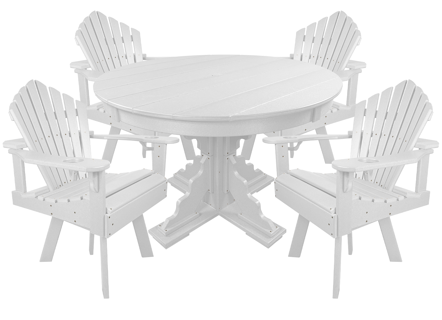 5-Piece 44”rd. Bridgewater Swivel Dining Set With Built In Cupholders