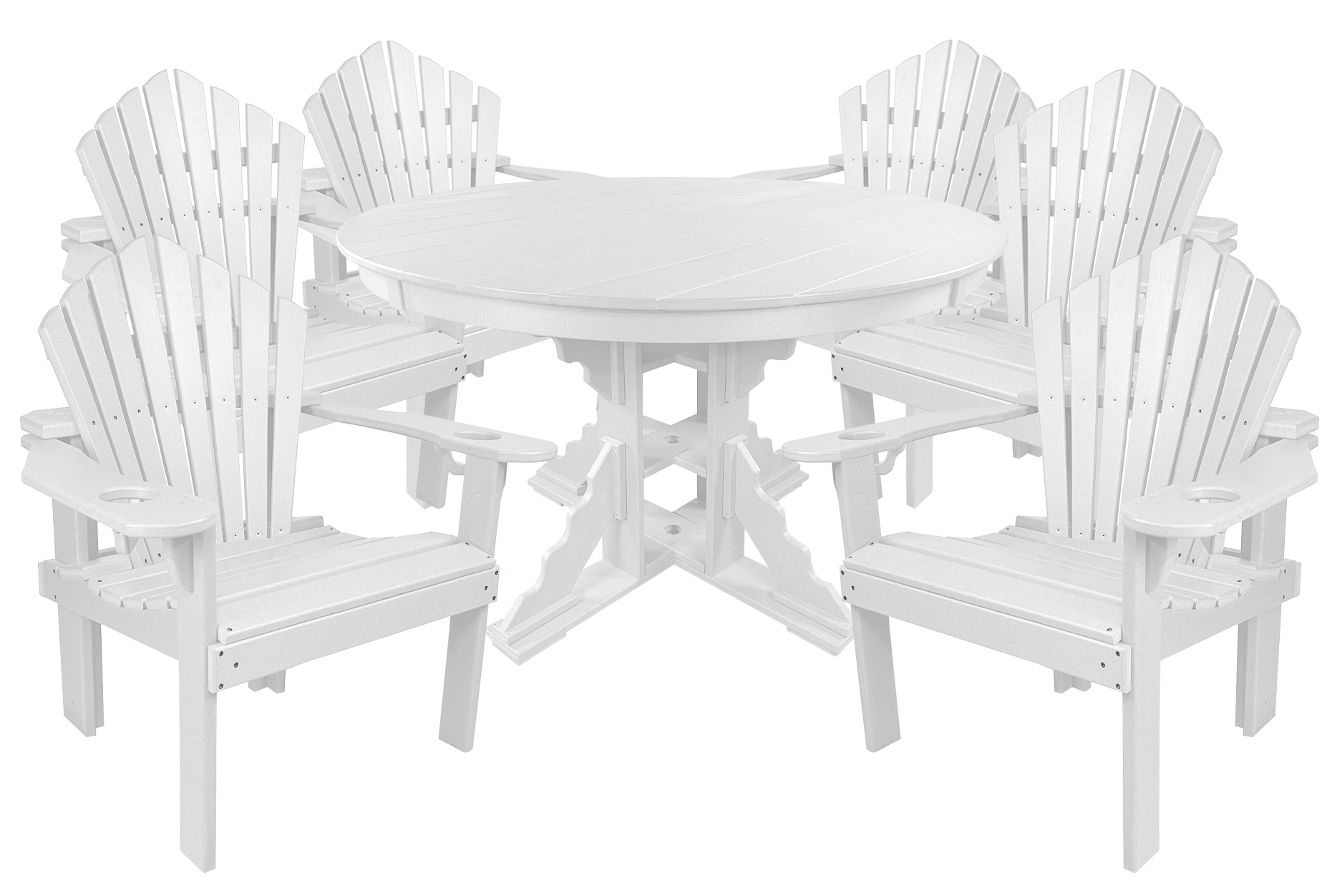 7-Piece 60”rd. Bridgewater Dining Set With Built In Cupholders