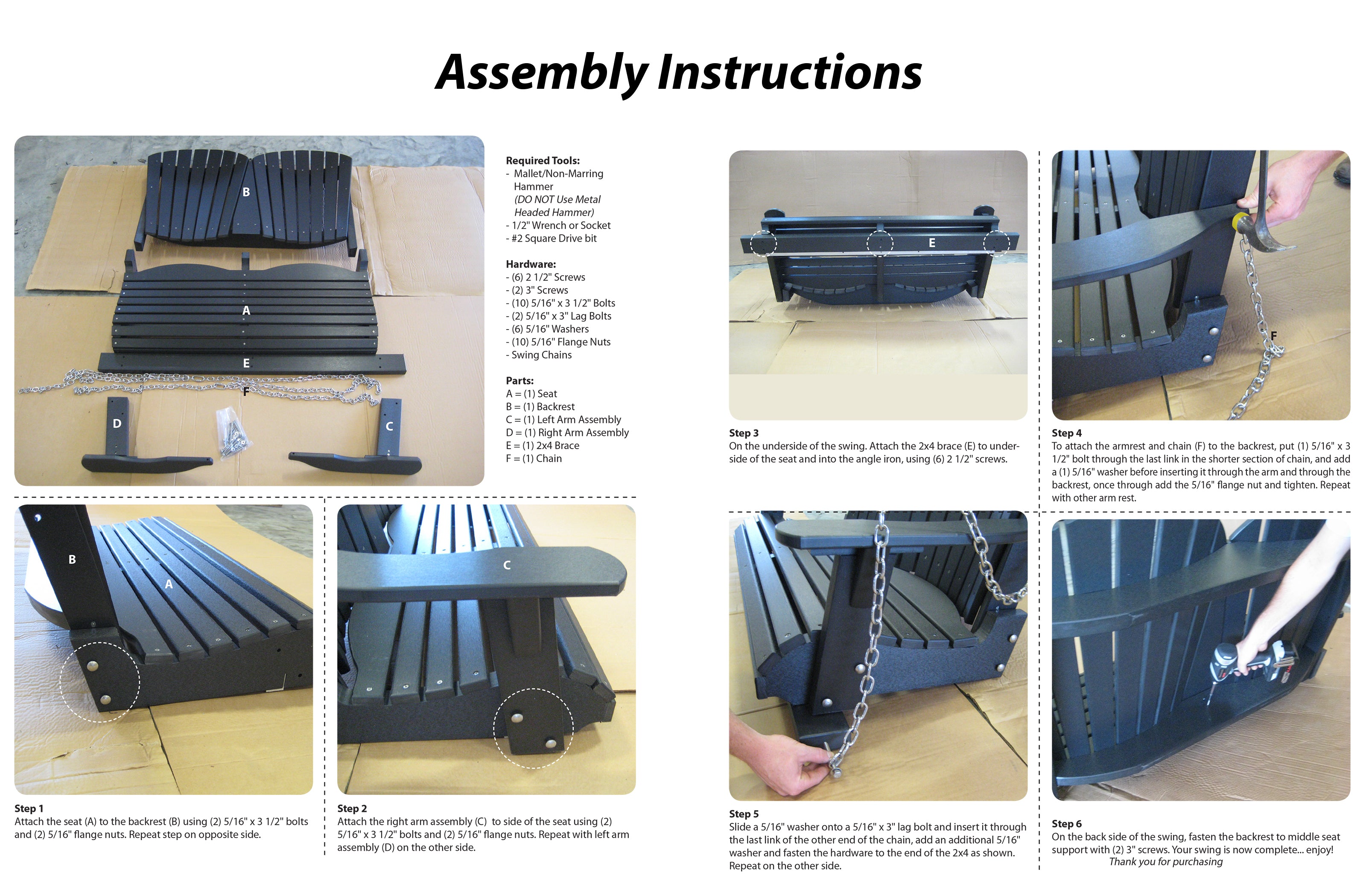 DURAWEATHER POLY 4- ft Adirondack Porch Swing