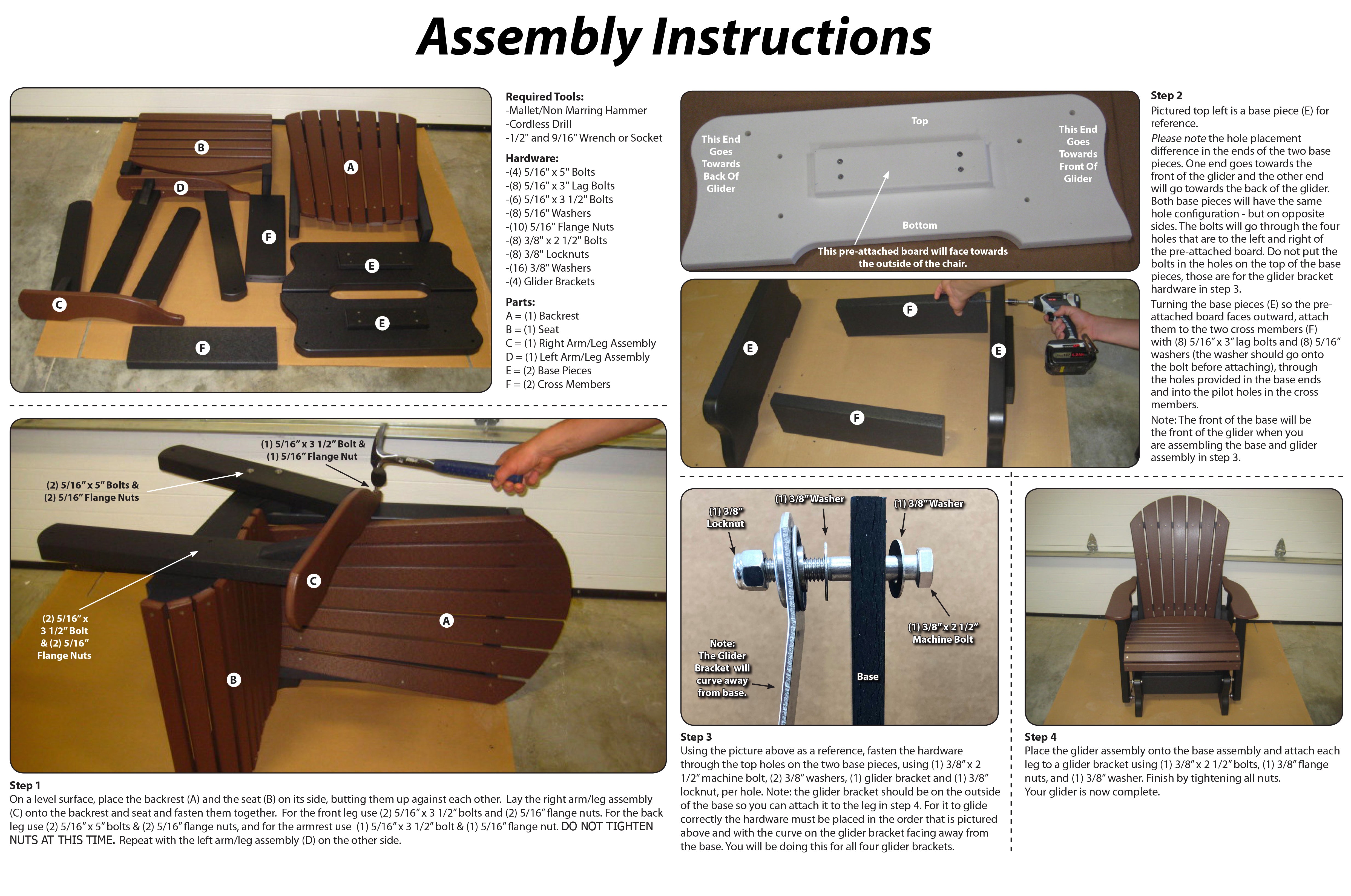 Set of 2 Adirondack Single Gliders With Two Tier End Table