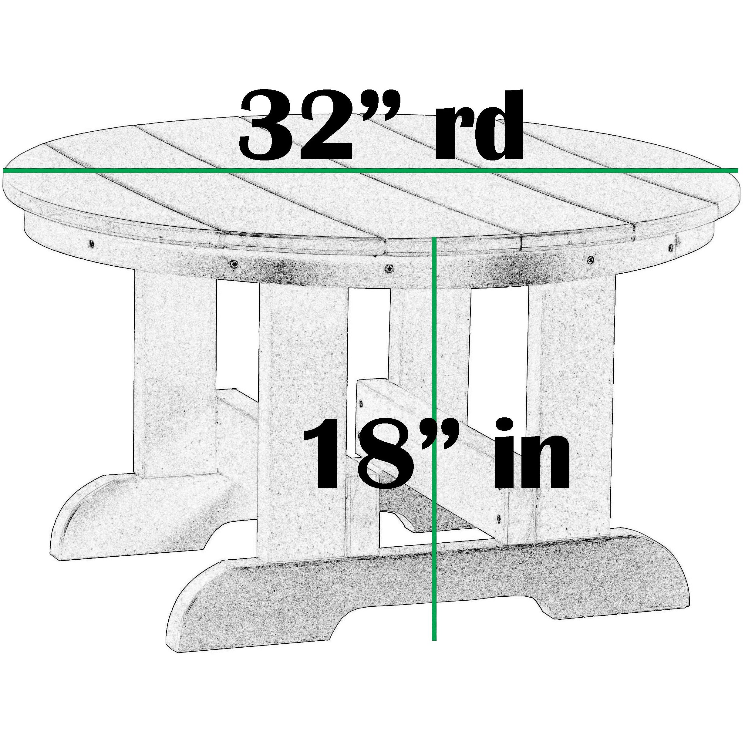 32"rd Round Coffee Chat Table Polywood Outdoor Patio Furniture