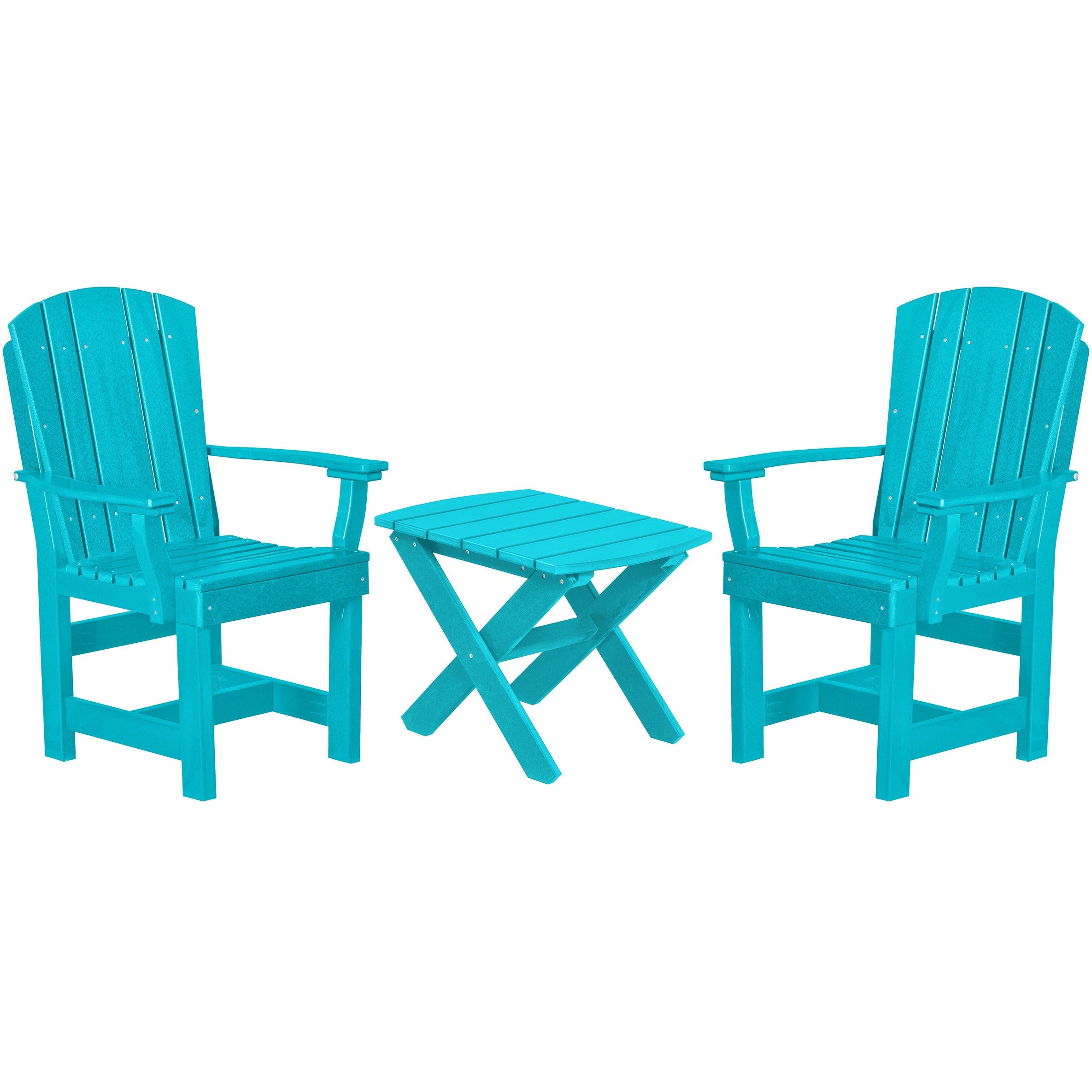 aruba blue duraweather three piece upright plantation bistro set all weather polywood