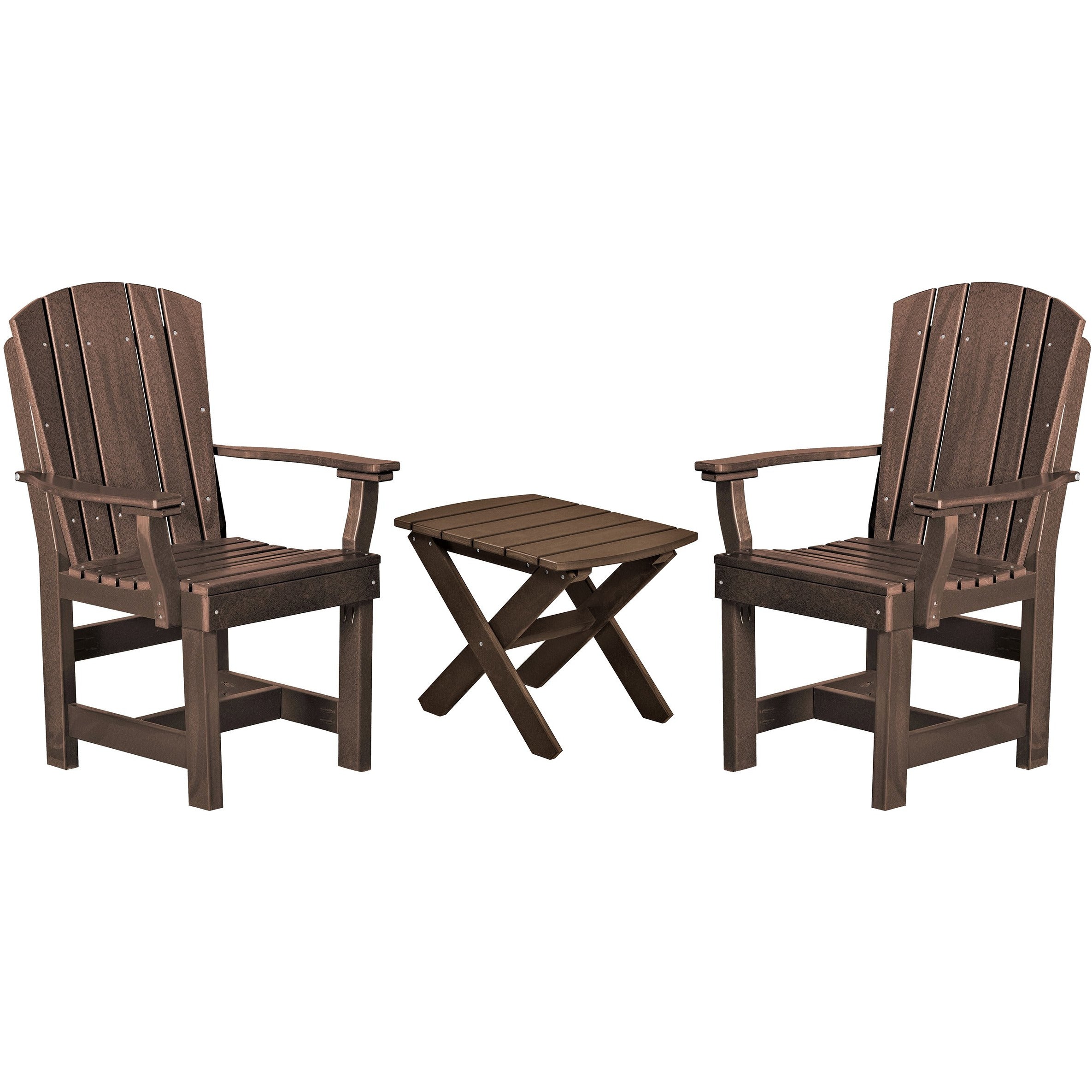chocolate brown duraweather three piece upright plantation bistro set all weather polywood