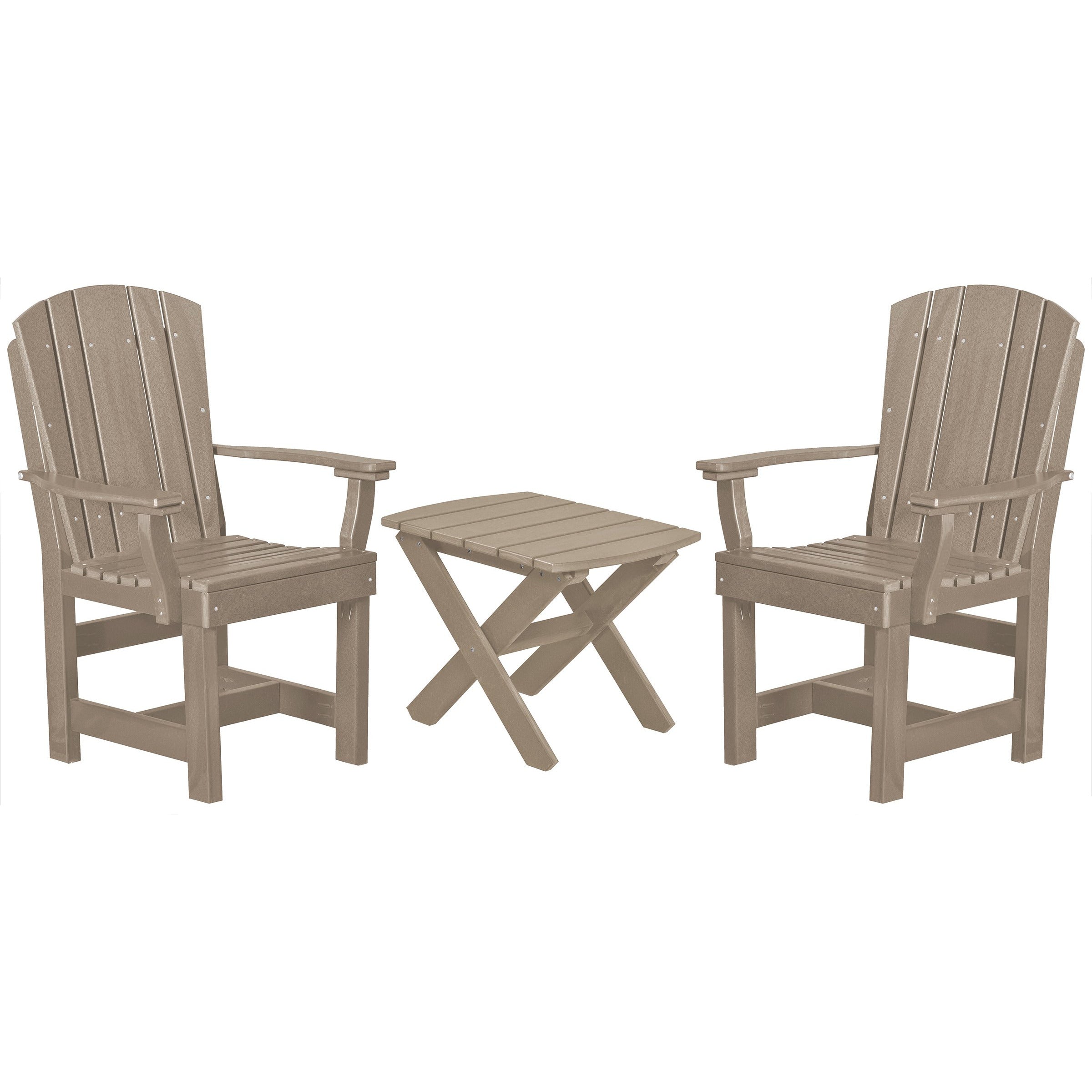 birchwood taupe duraweather three piece upright plantation bistro set all weather poly wood