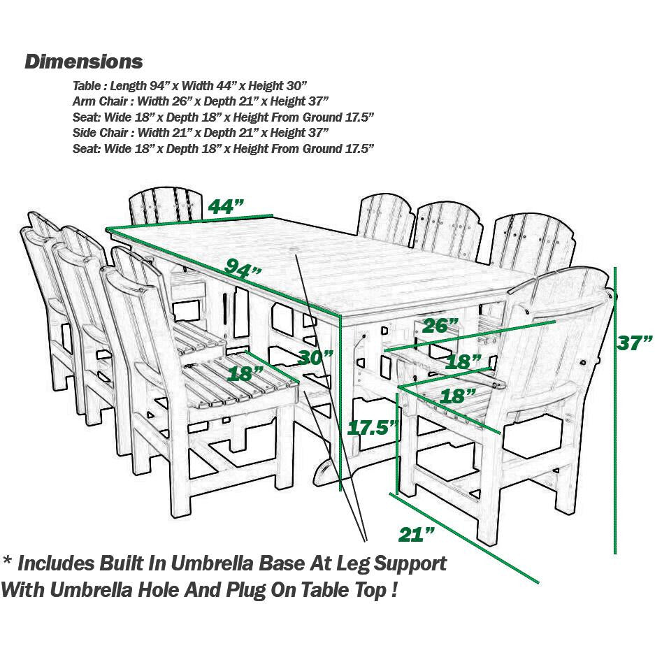 9-Piece Plantation Dining Table Set