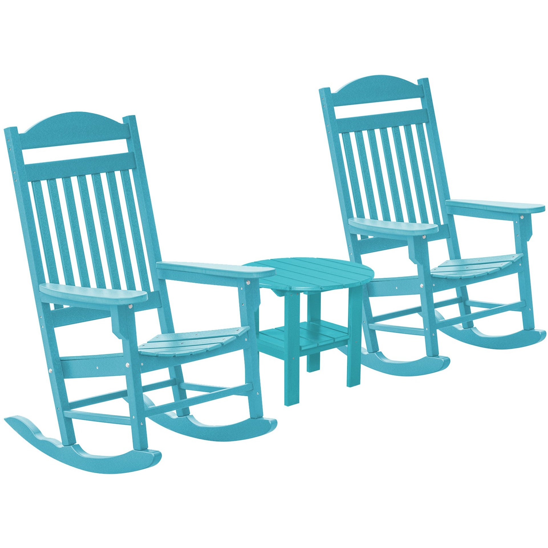 Set of 2 Mission Porch Rockers with Fan Side Table