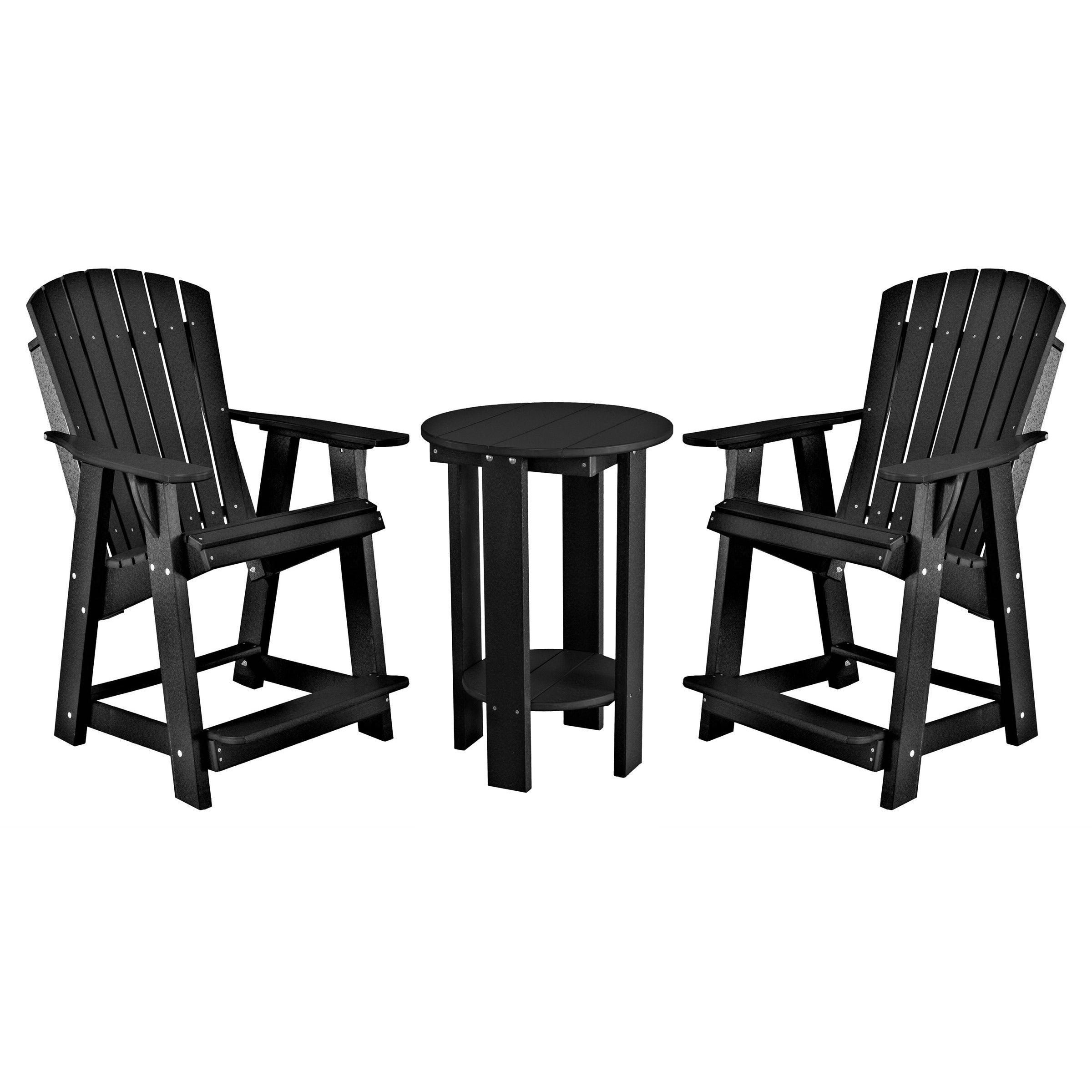black three piece richmond adirondack counter and table bistro set
