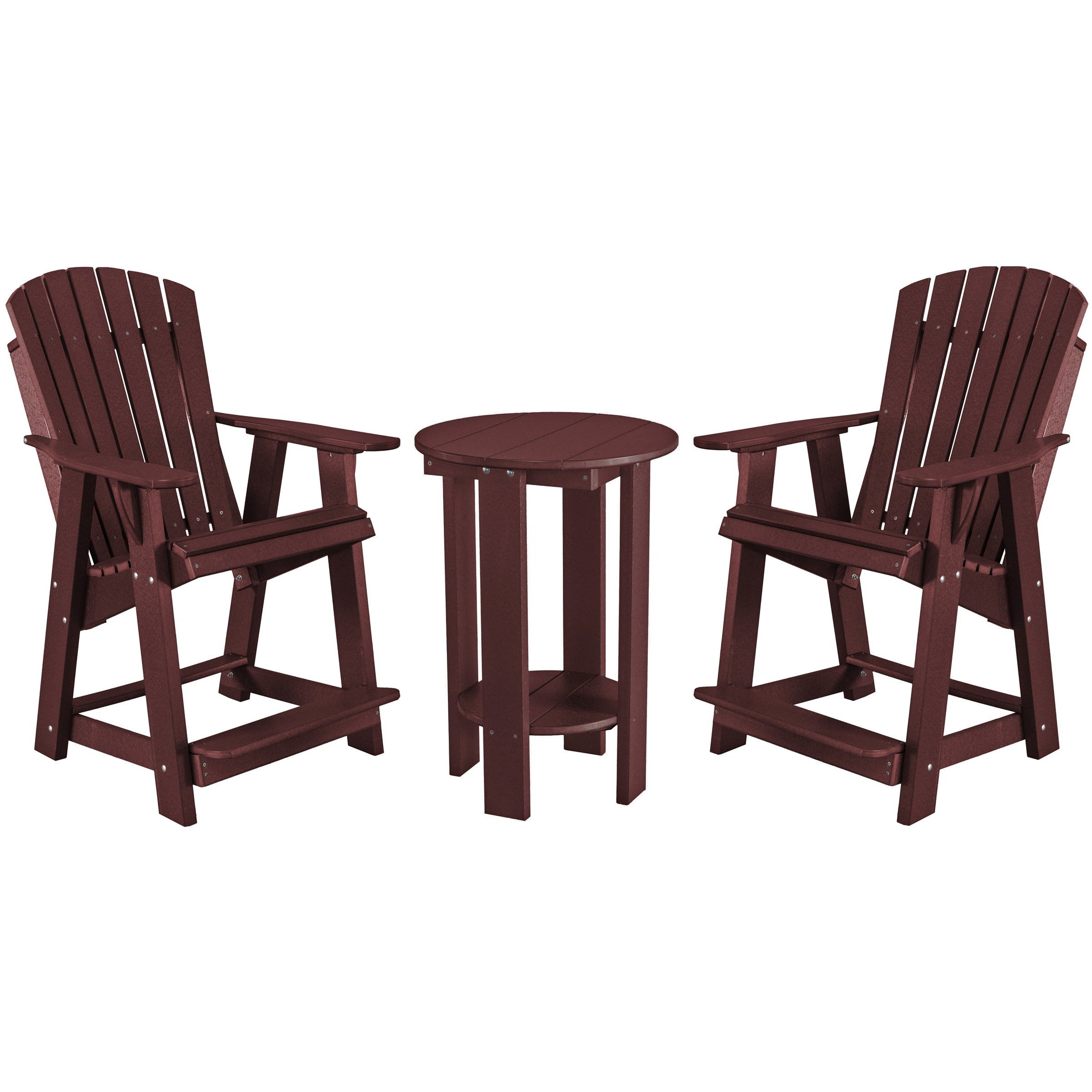 burgundy three piece richmond adirondack counter and table bistro set