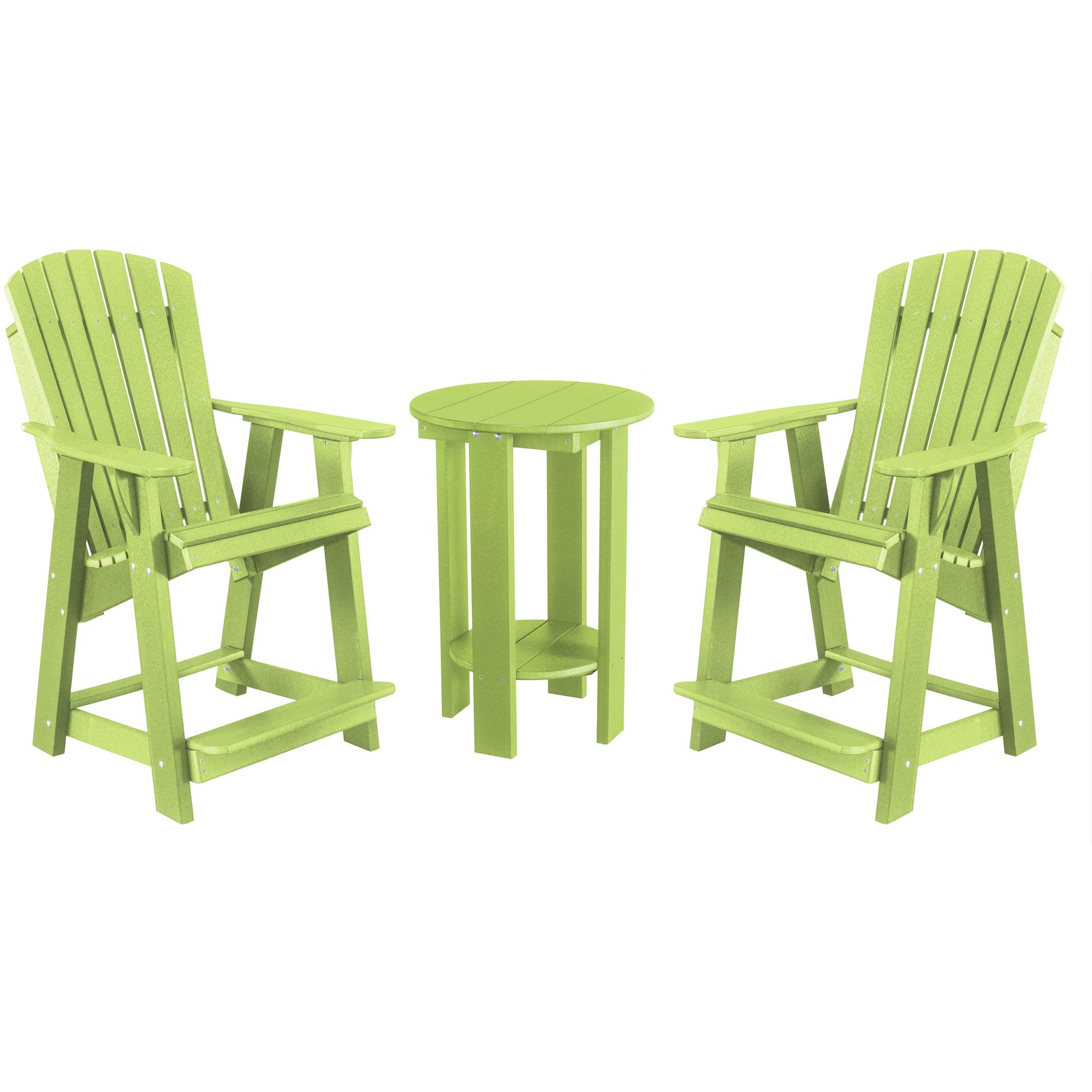 kiwi green three piece richmond adirondack counter and table bistro set