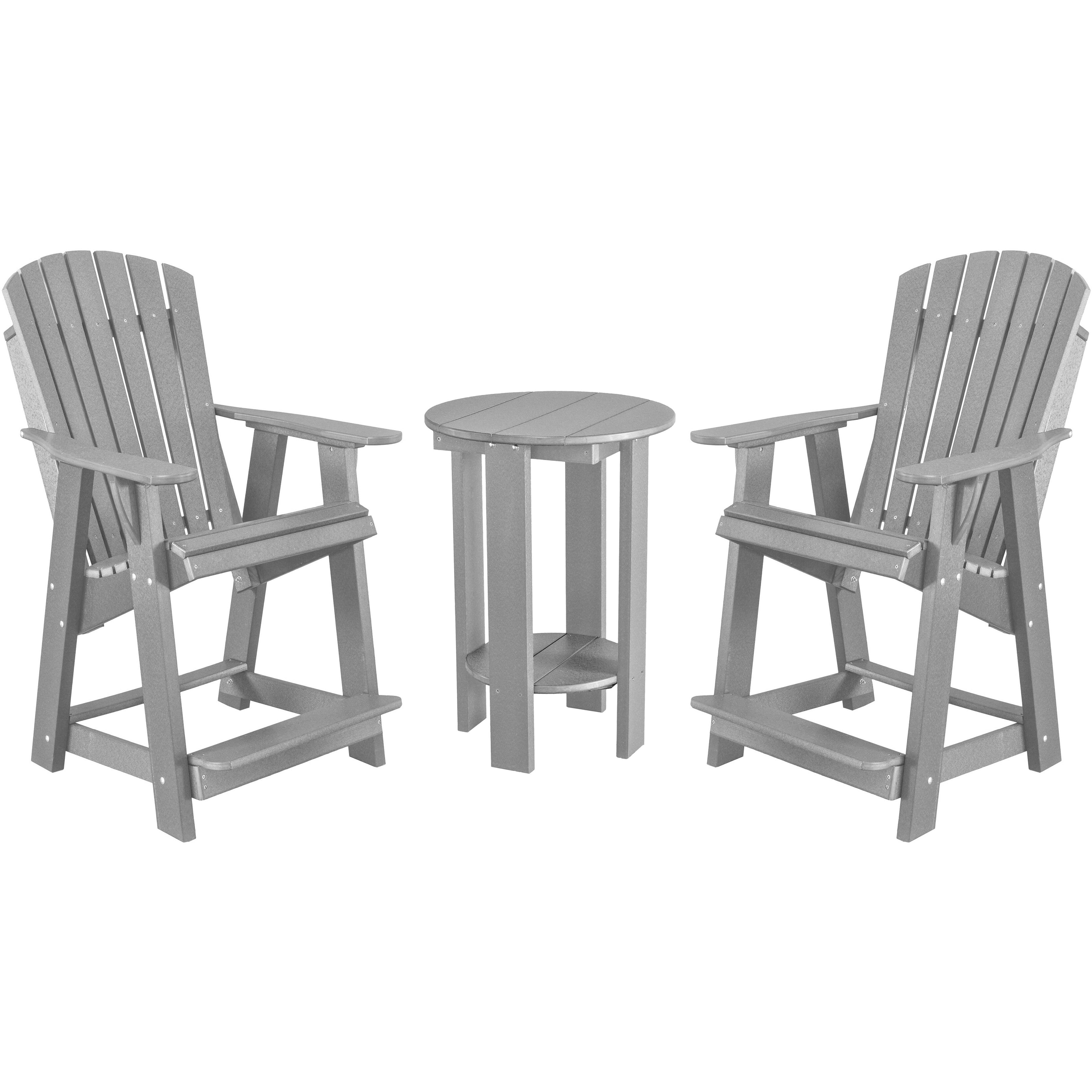 cottage light grey three piece richmond adirondack counter and table bistro set