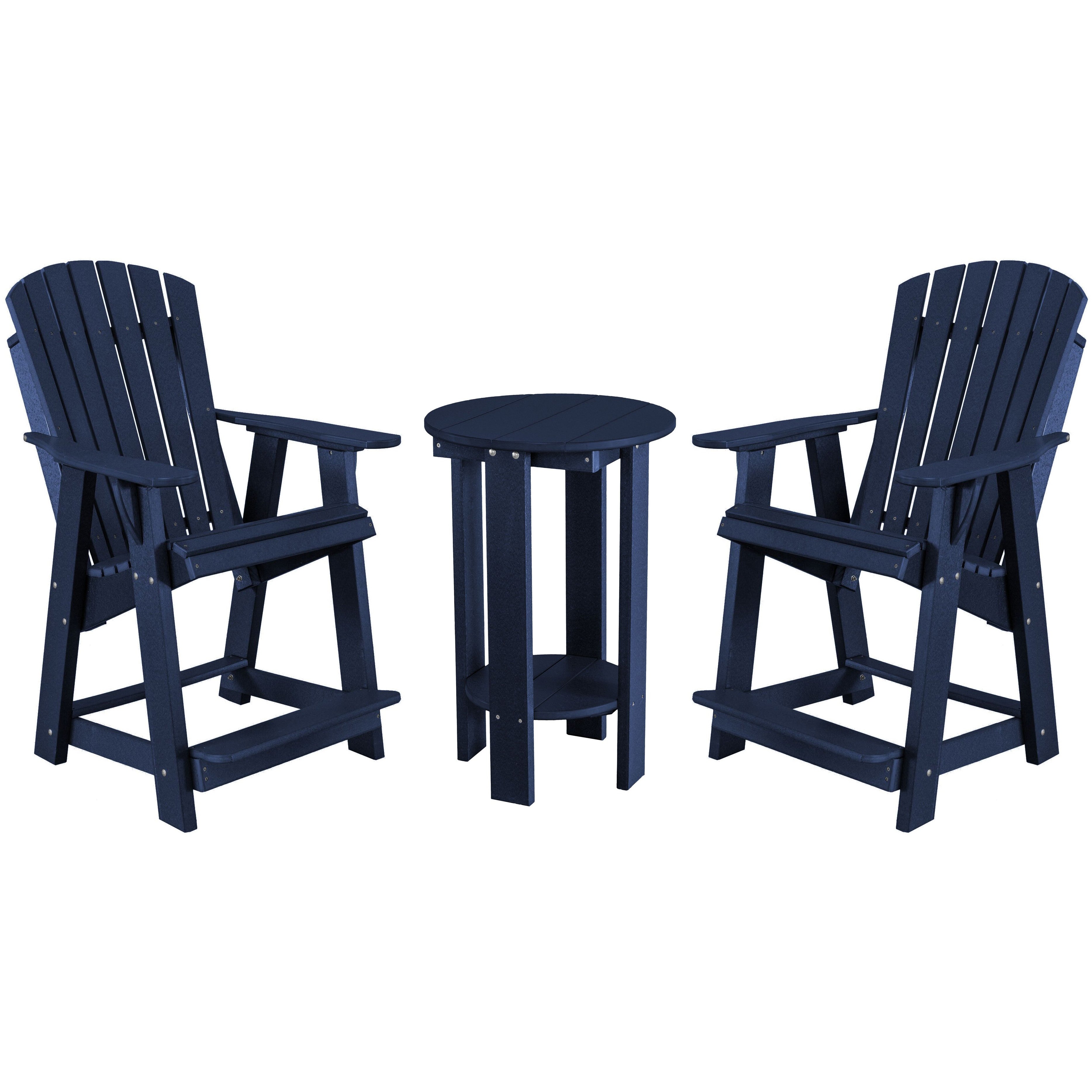 navy three piece richmond adirondack counter and table bistro set
