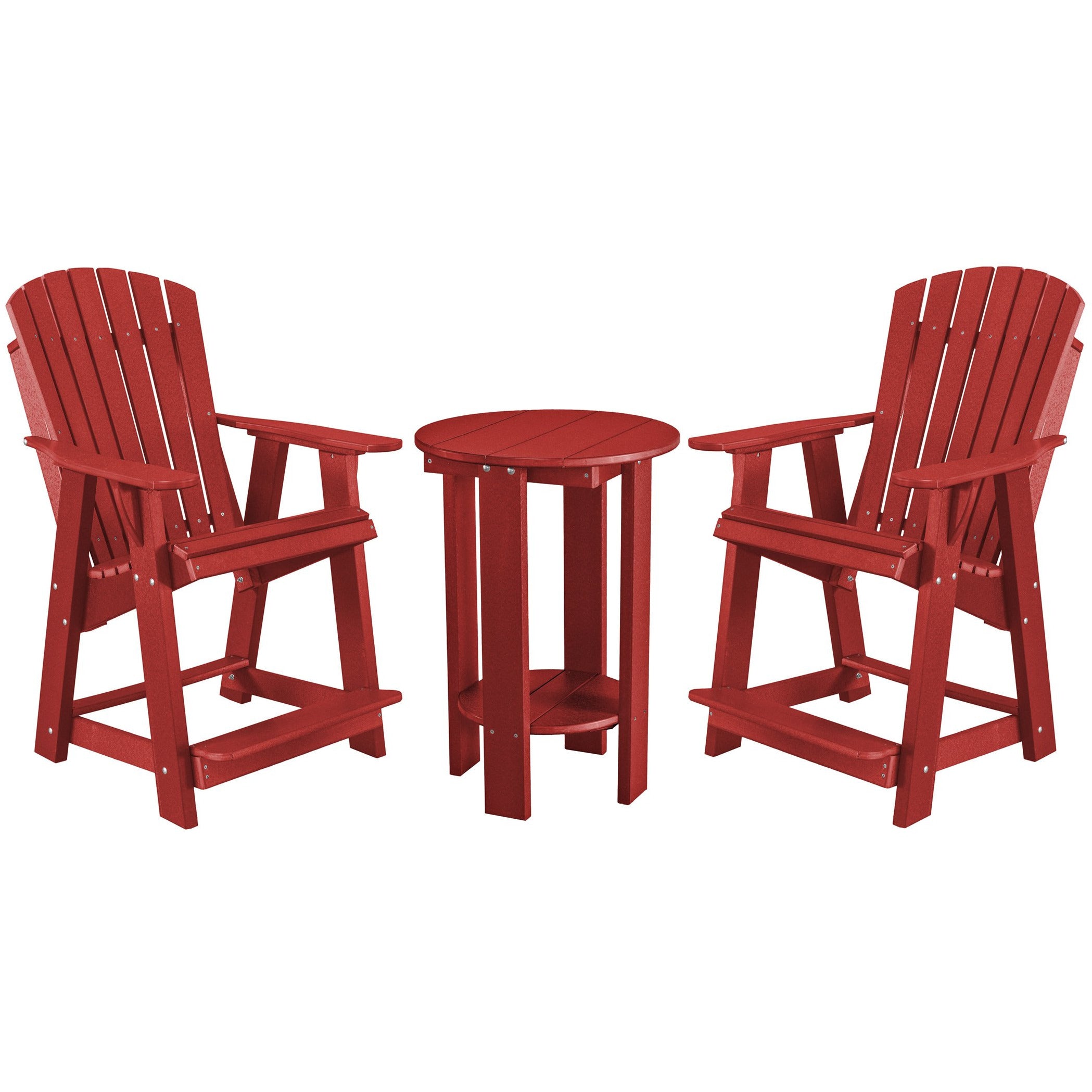 red three piece richmond adirondack counter and table bistro set
