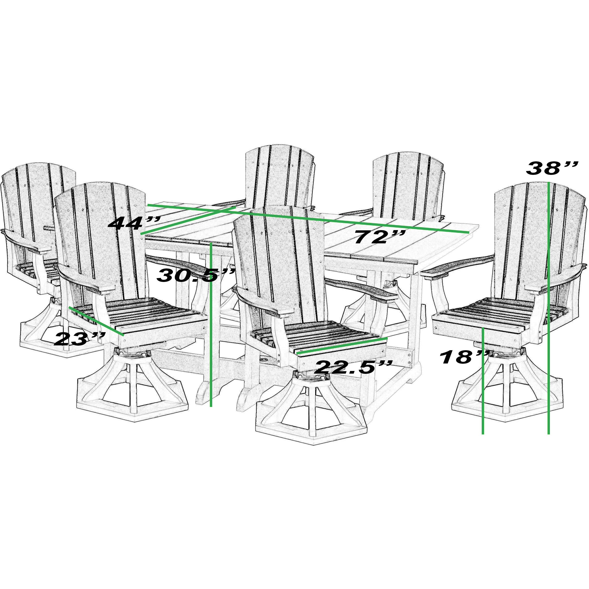 7-Piece Plantation Dining Table Set With All Swivels