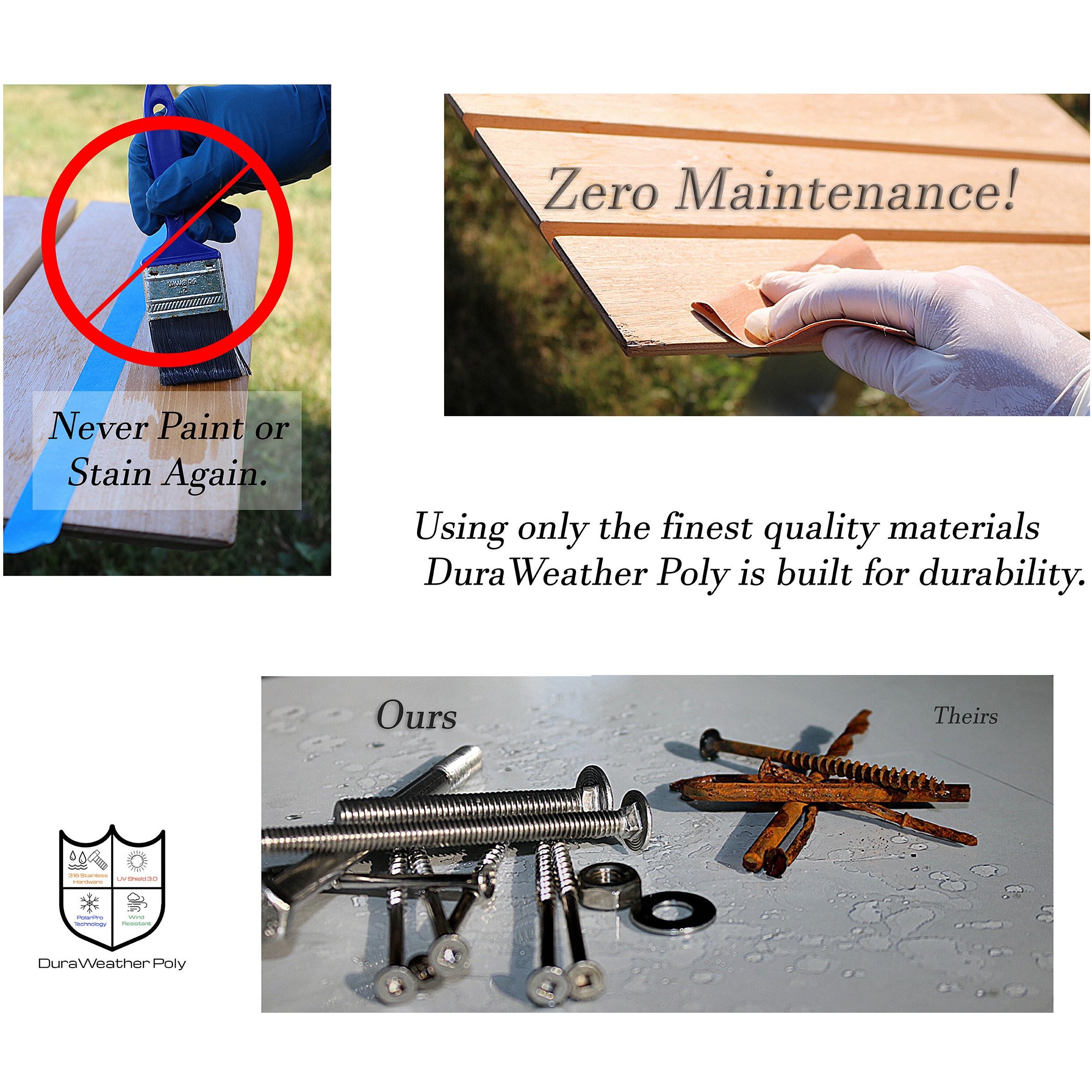 zero maintenance 316 stainless steel hardware