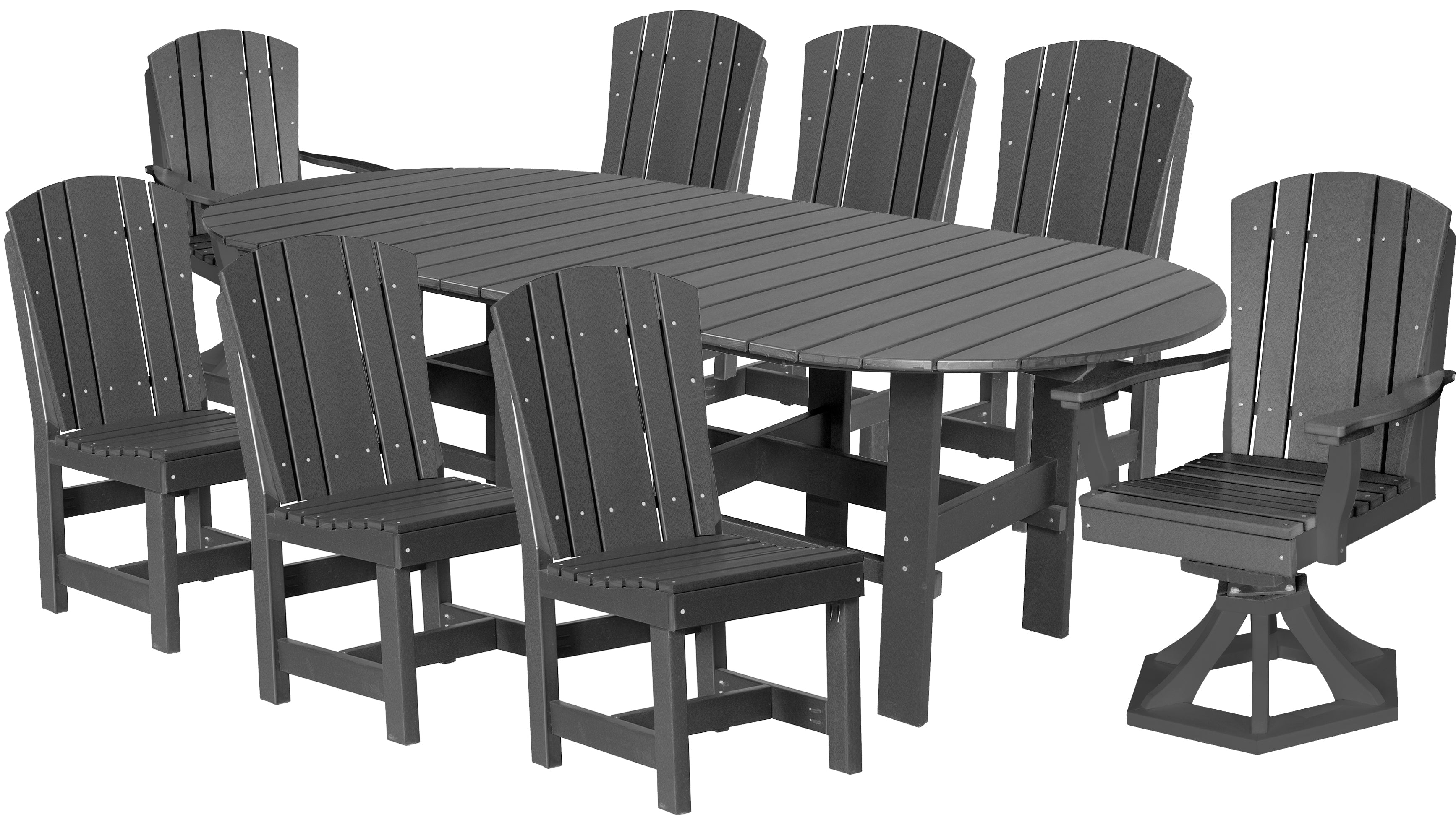 DURAWEATHER POLY® 9-Piece Plantation Oval Dining Table Set With Two Swivels