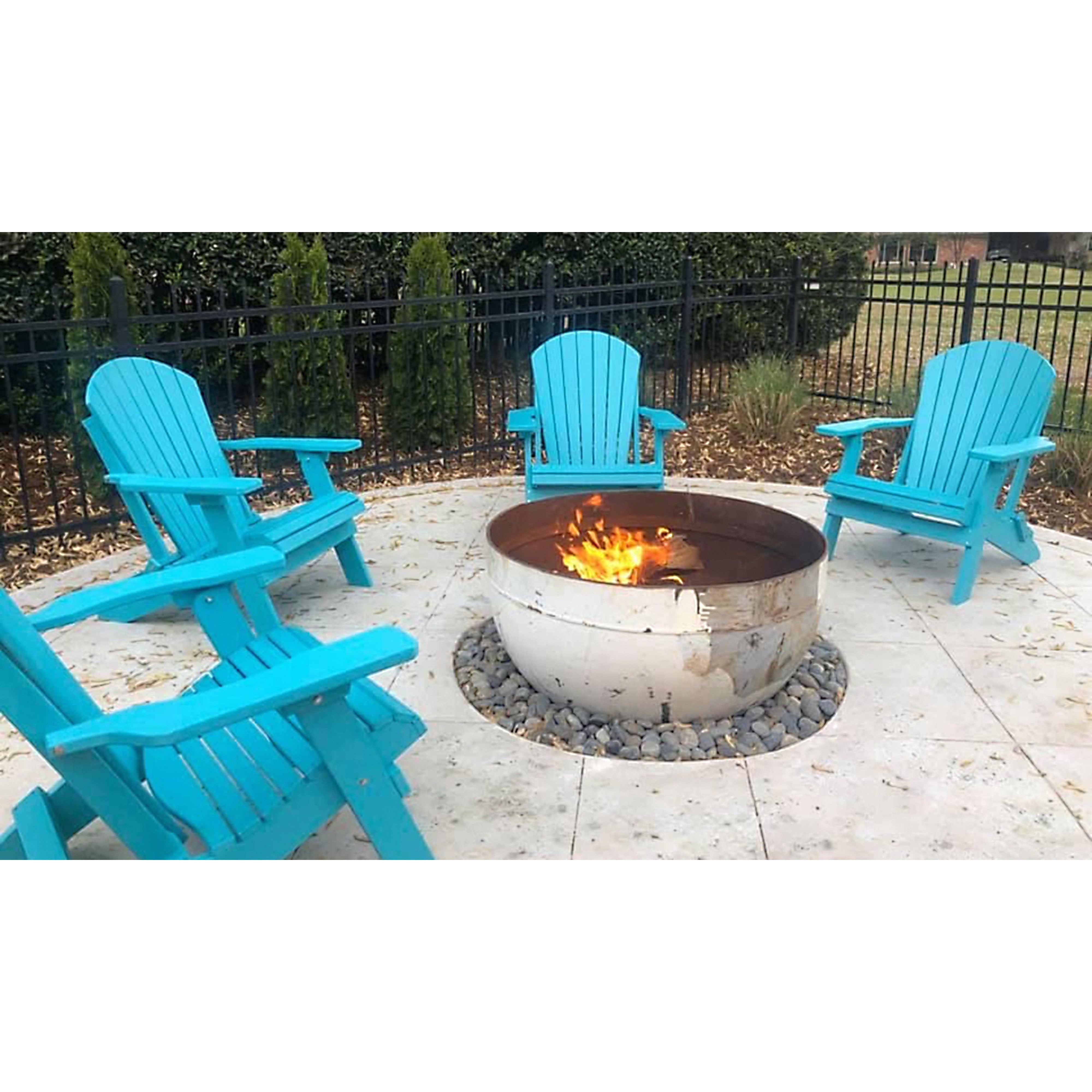 Set of 2 Folding Adirondack Chairs King Size + 1 Folding Side Table With Removable Tray