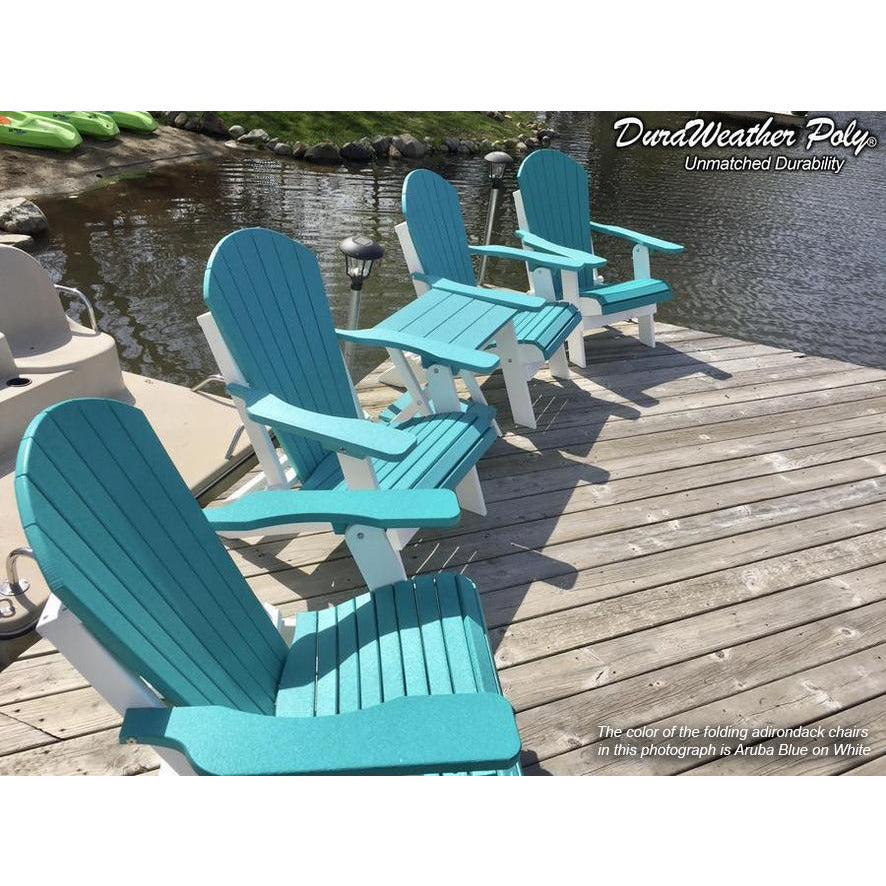 Set of 2 Folding Adirondack Chairs King Size + 1 Folding Side Table With Removable Tray