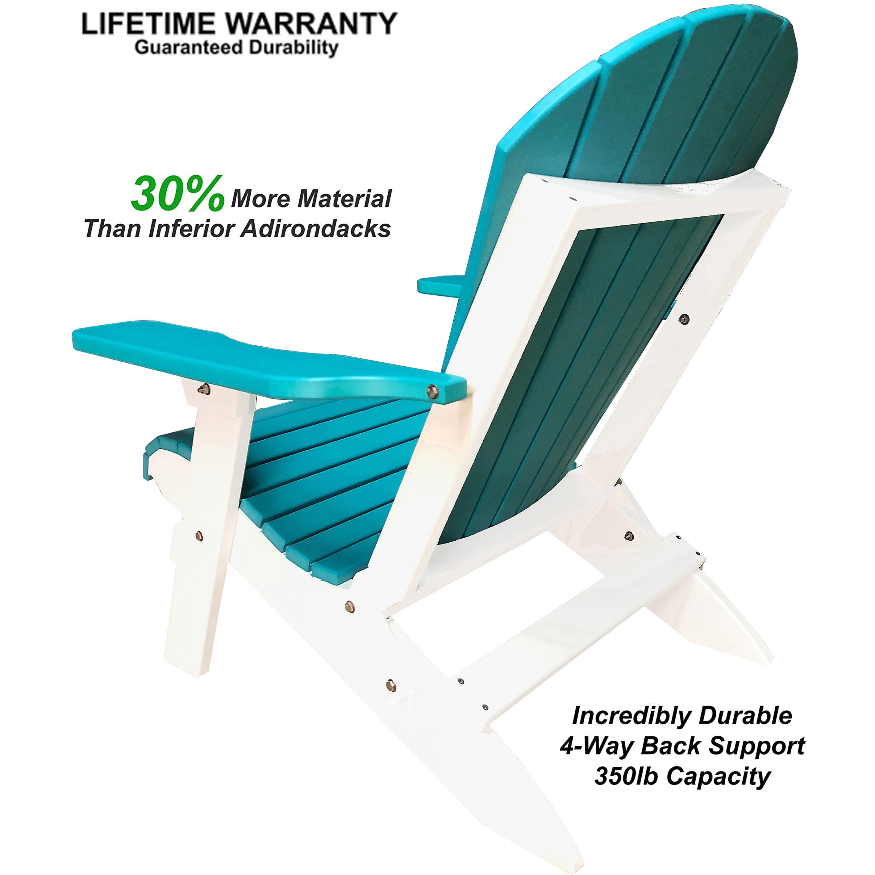 Set of 4 Folding Adirondack Chairs King Size - 4 Folding Ottomans and 2 Folding Side Tables