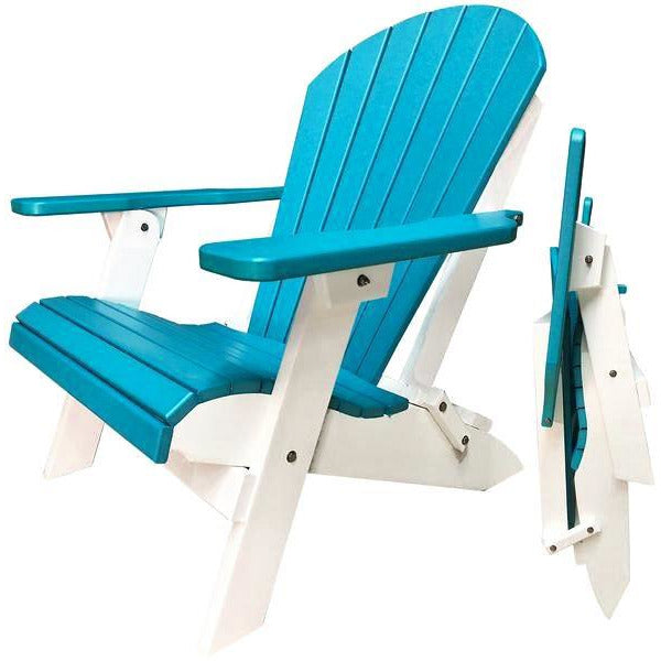 Set of 4 Folding Adirondack Chairs King Size - 4 Folding Ottomans and 2 Folding Side Tables