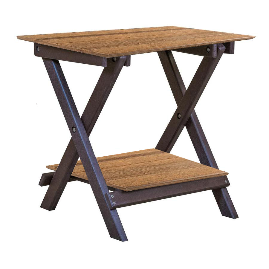 antique mahogany on chocolate brown duraweather folding end table with removeable serving tray all weather poly wood